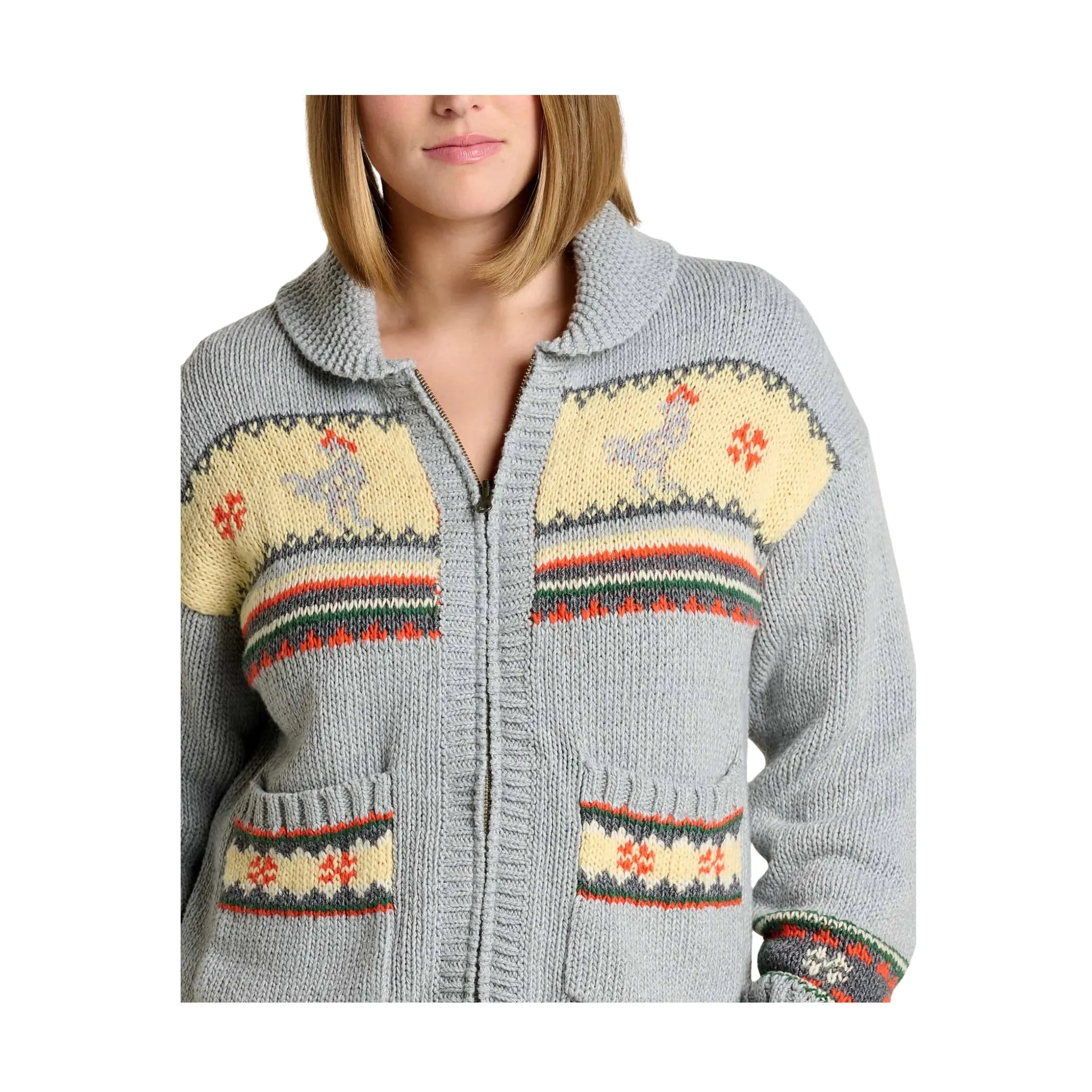 Toad & Co Women's Nitsa Zip Cardigan - Heather Grey Modern Minimal fuzzy texture