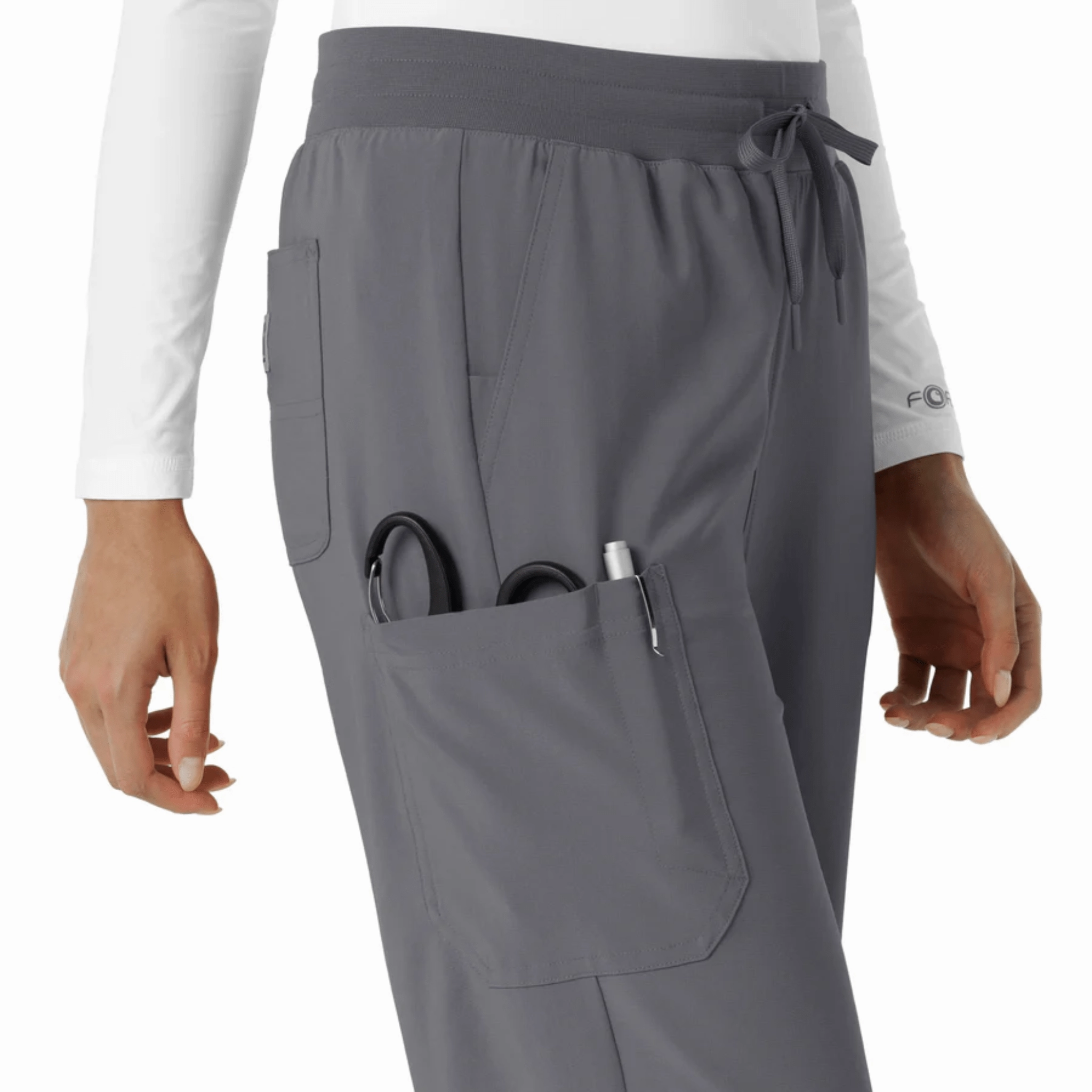 Ultra Soft Texture Carhartt Women's Force Cross Flex Boot Cut Scrub Pant - Pewter