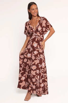 Designer-Label Yolande Midi Dress - Orange Floral