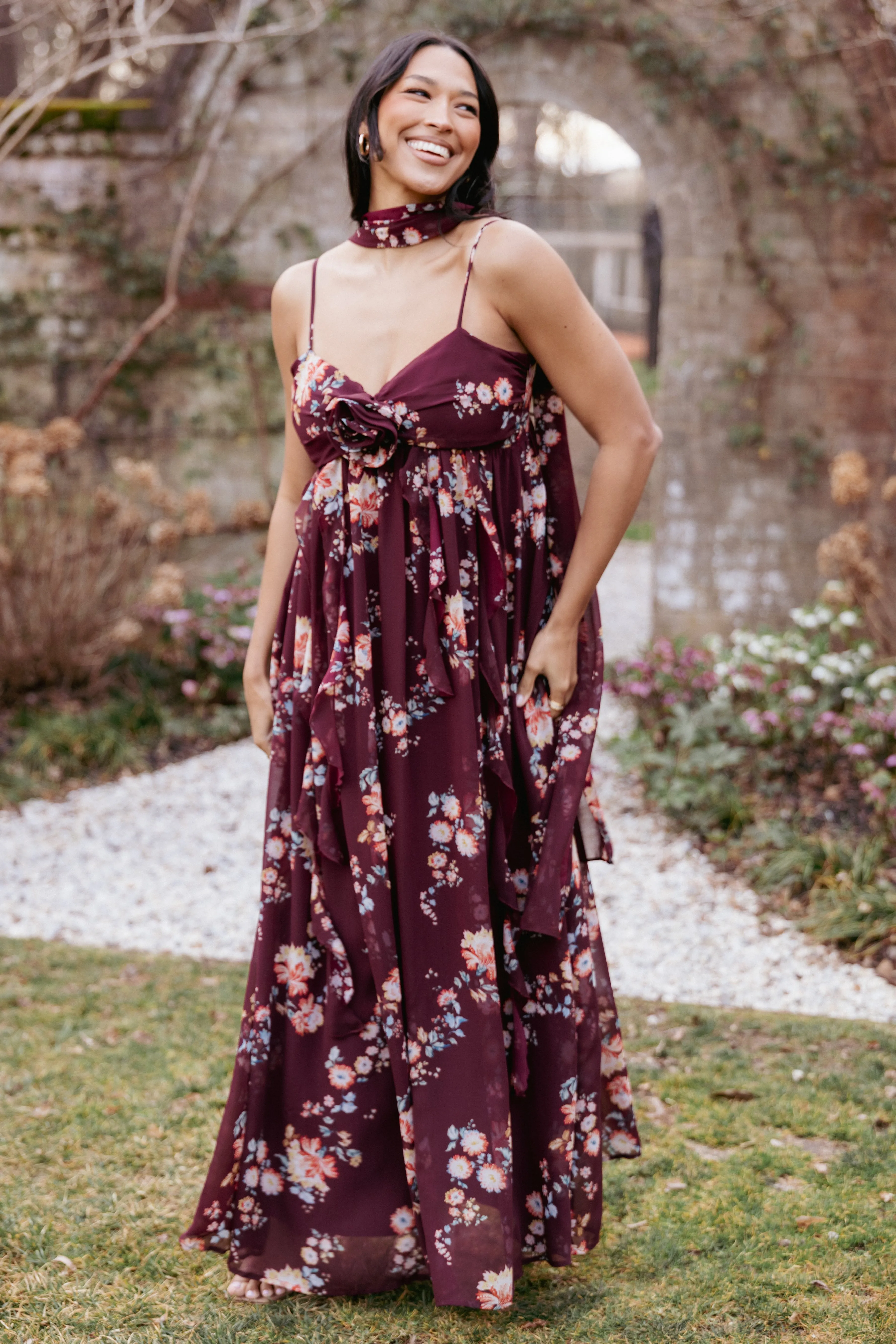 Tully Maxi Dress - Berry Floral NonChafeSeams