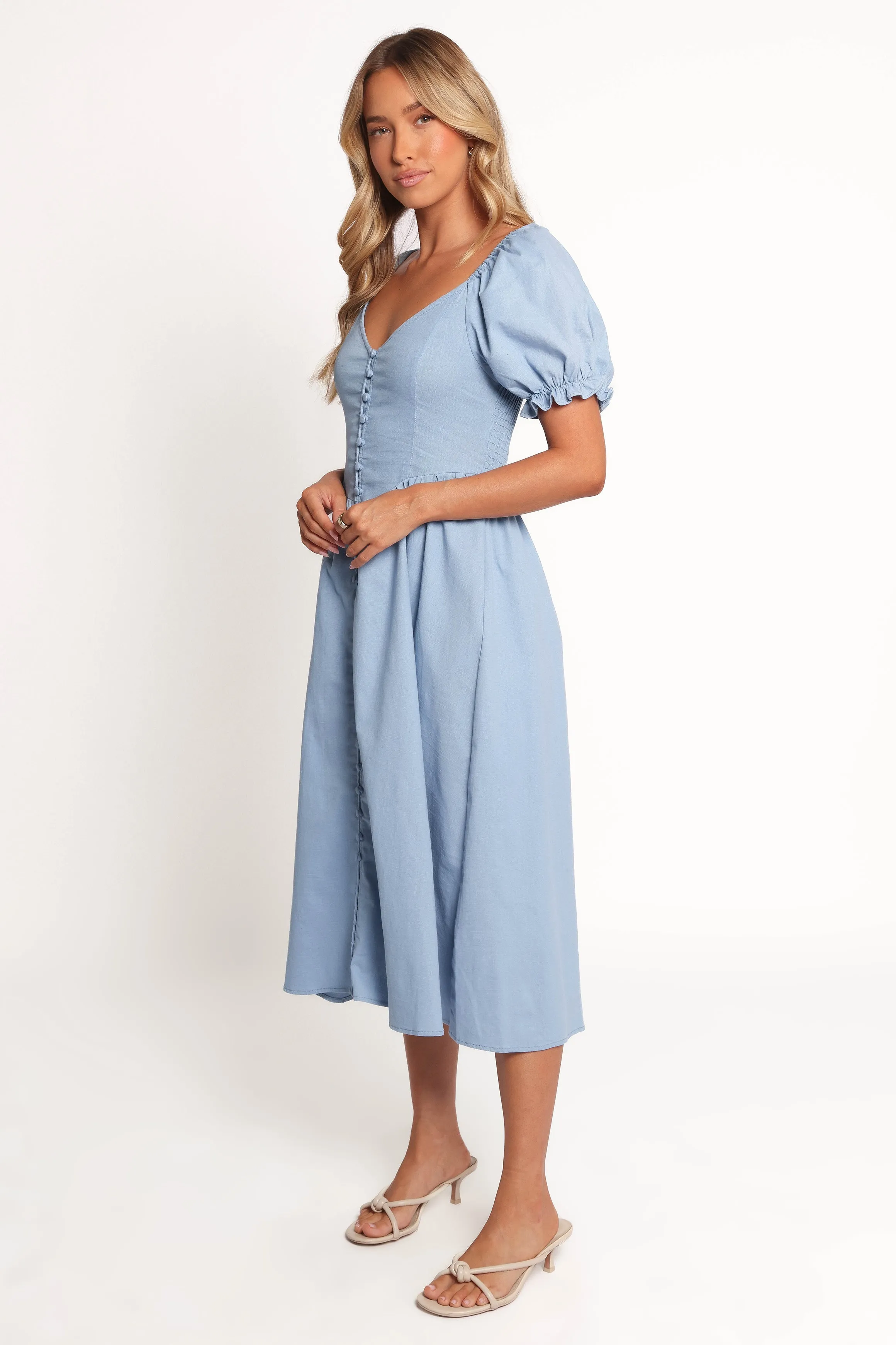 Serenade Midi Dress - Blue QuickReleaseClasp retro-style