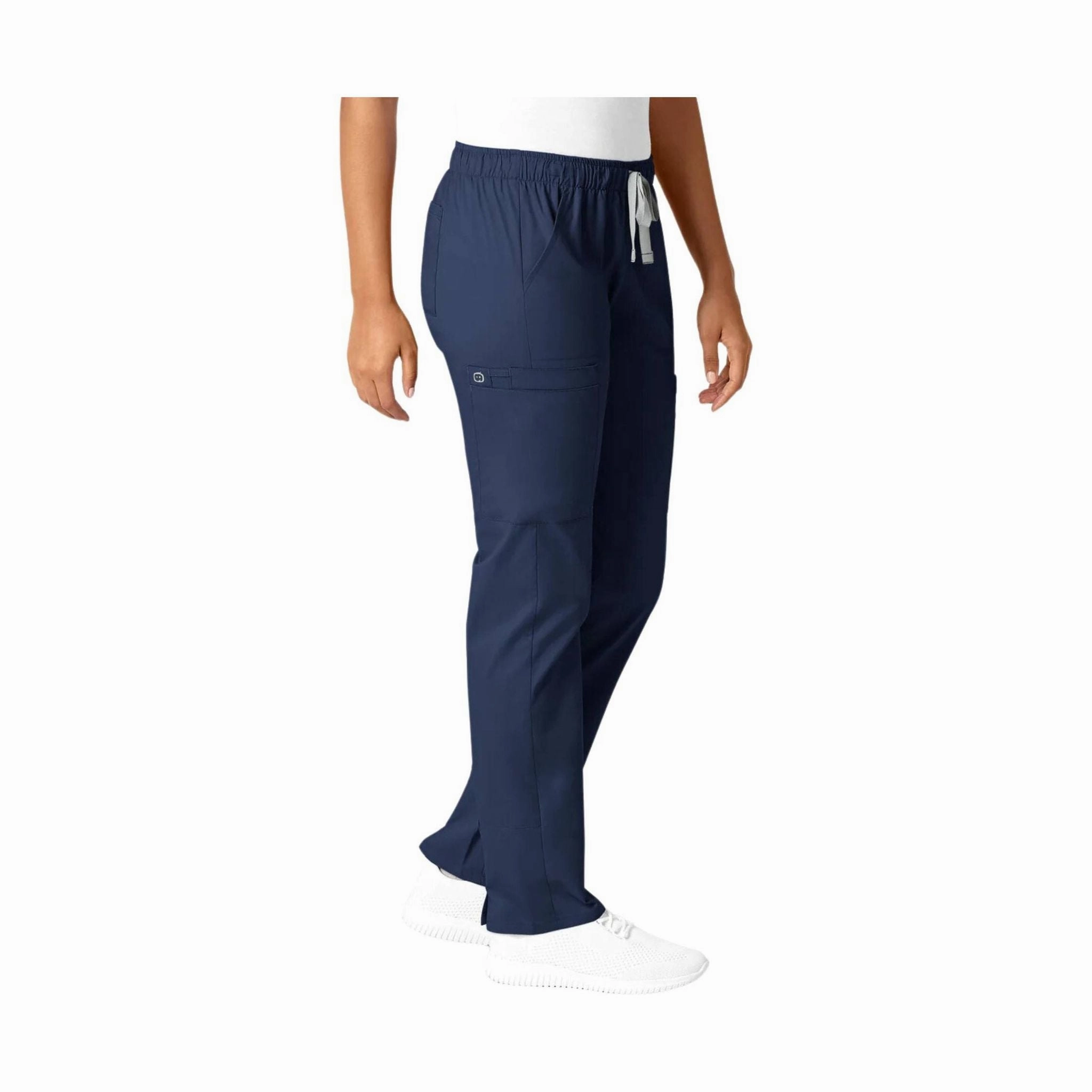 Wink Women's Convertible Slim Leg Scrub Pant - Navy Structured fabric