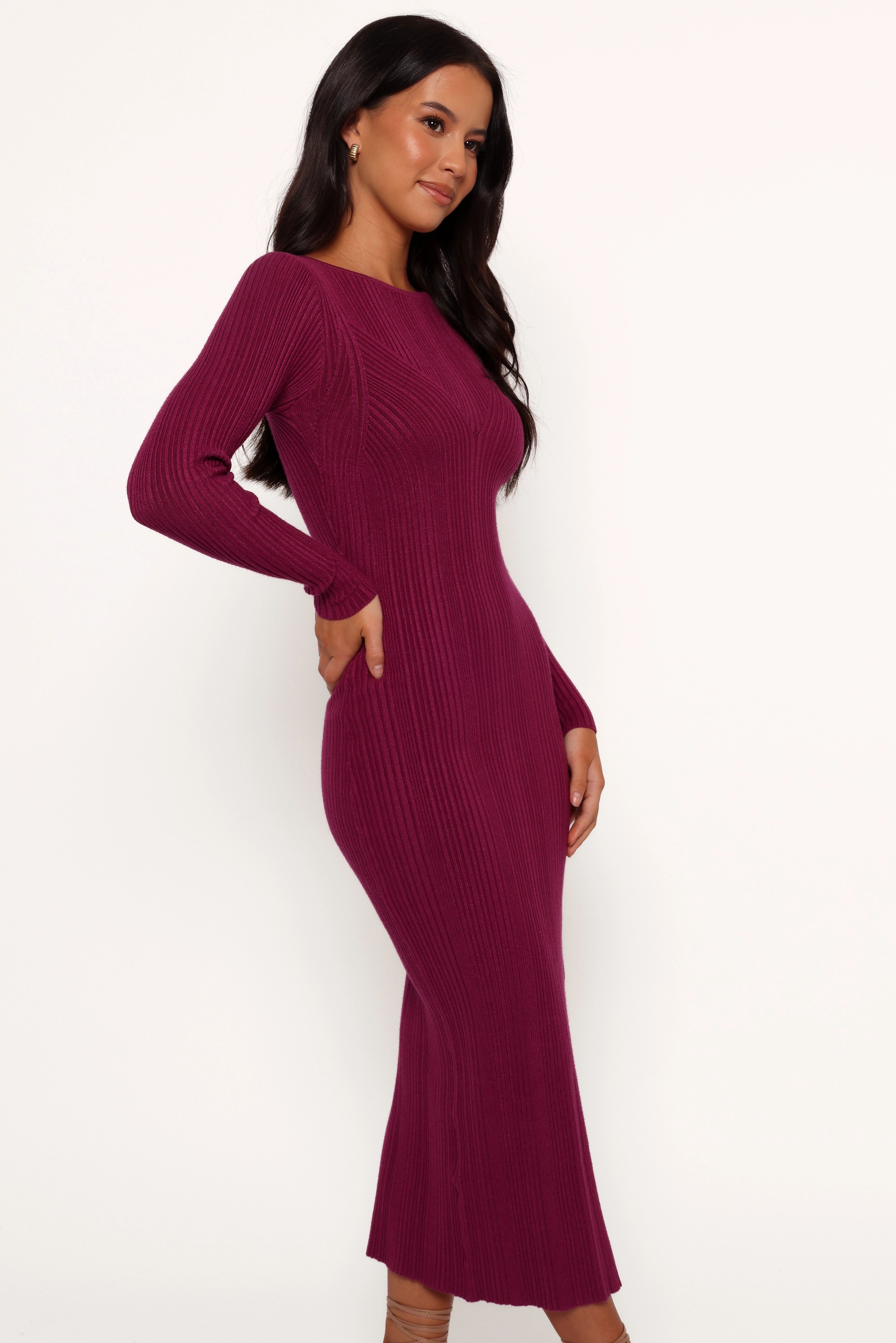 Mattie Long Sleeve Maxi Dress - Plum Scandi Light