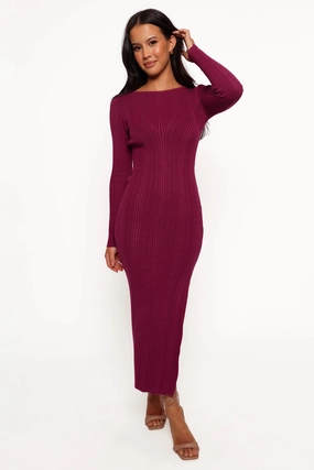 Mattie Long Sleeve Maxi Dress - Plum Handmade