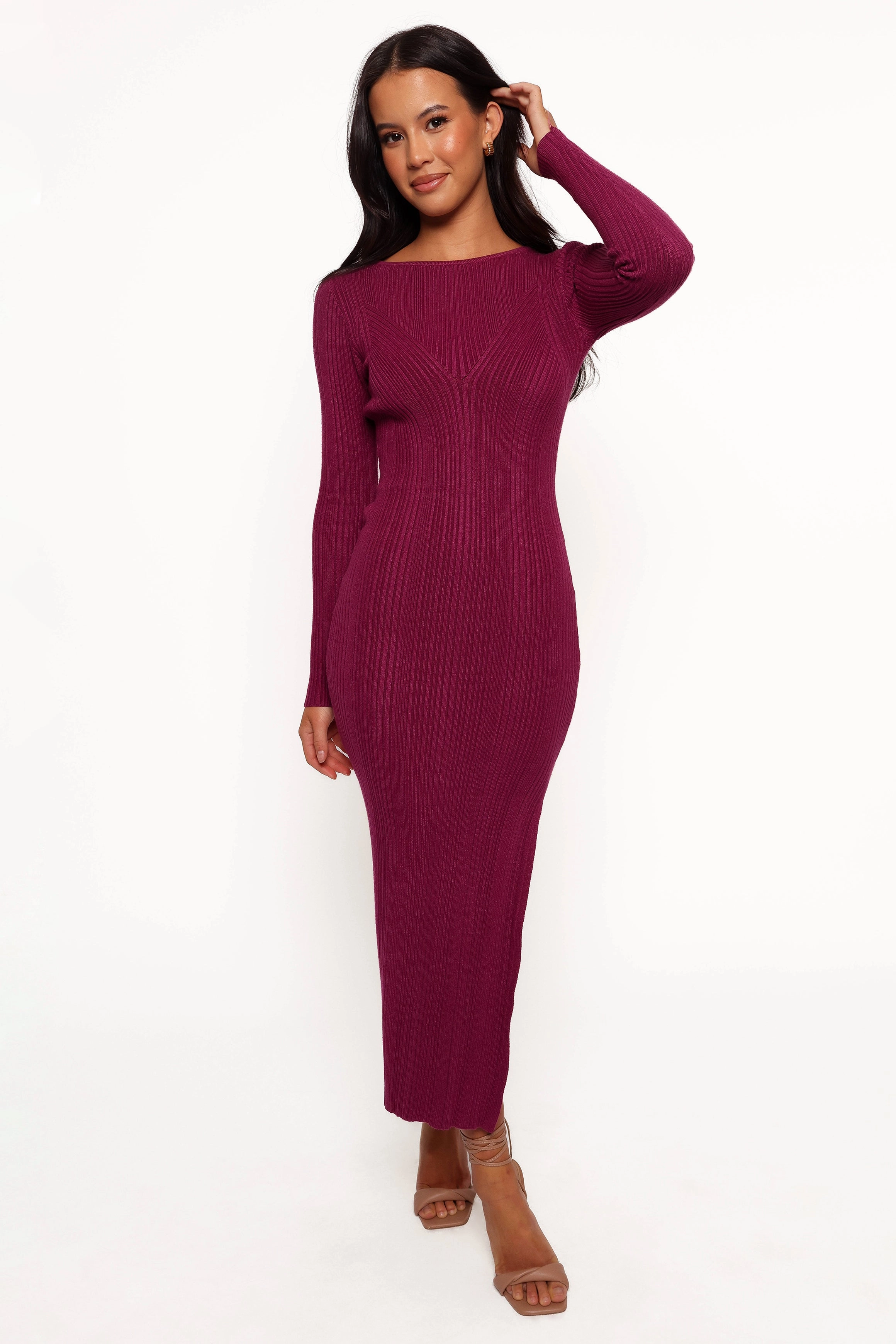 Mattie Long Sleeve Maxi Dress - Plum Handmade