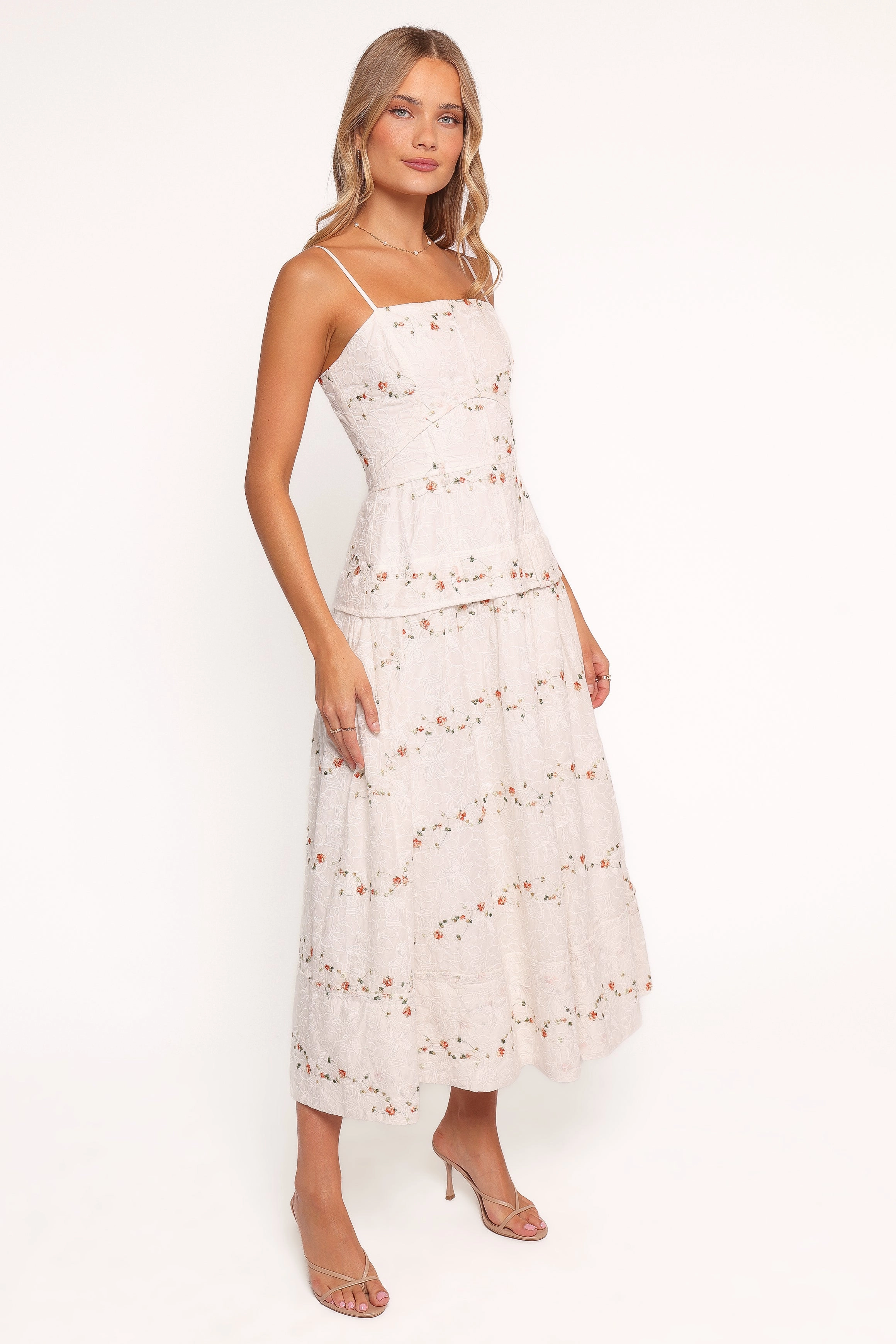 Cool Elegance Trendy wrap gown Eleanora Midi Dress - White Floral