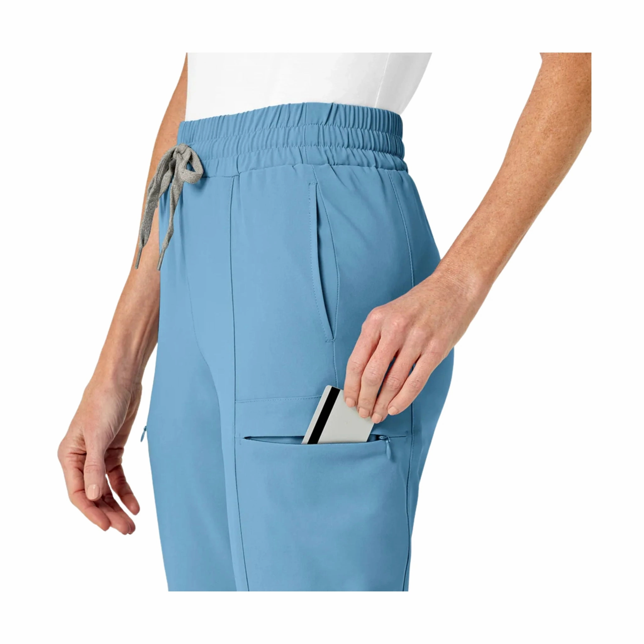 Wink Women's High Waist Slim Leg Scrub Pant - Bay Blue Utility Fit No Ride Up