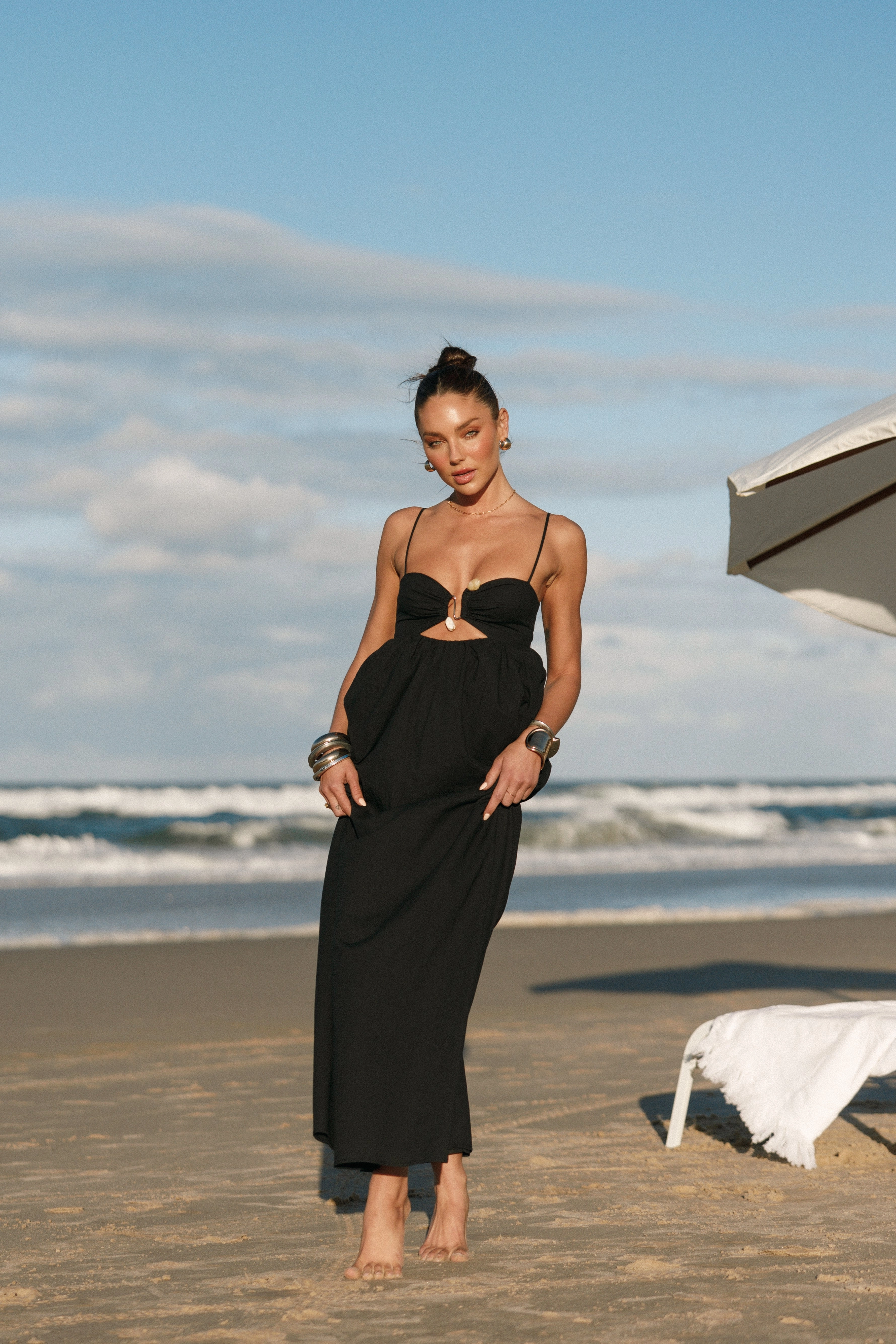 Work Vibe Sleek Tone Tanala Maxi Dress - Black