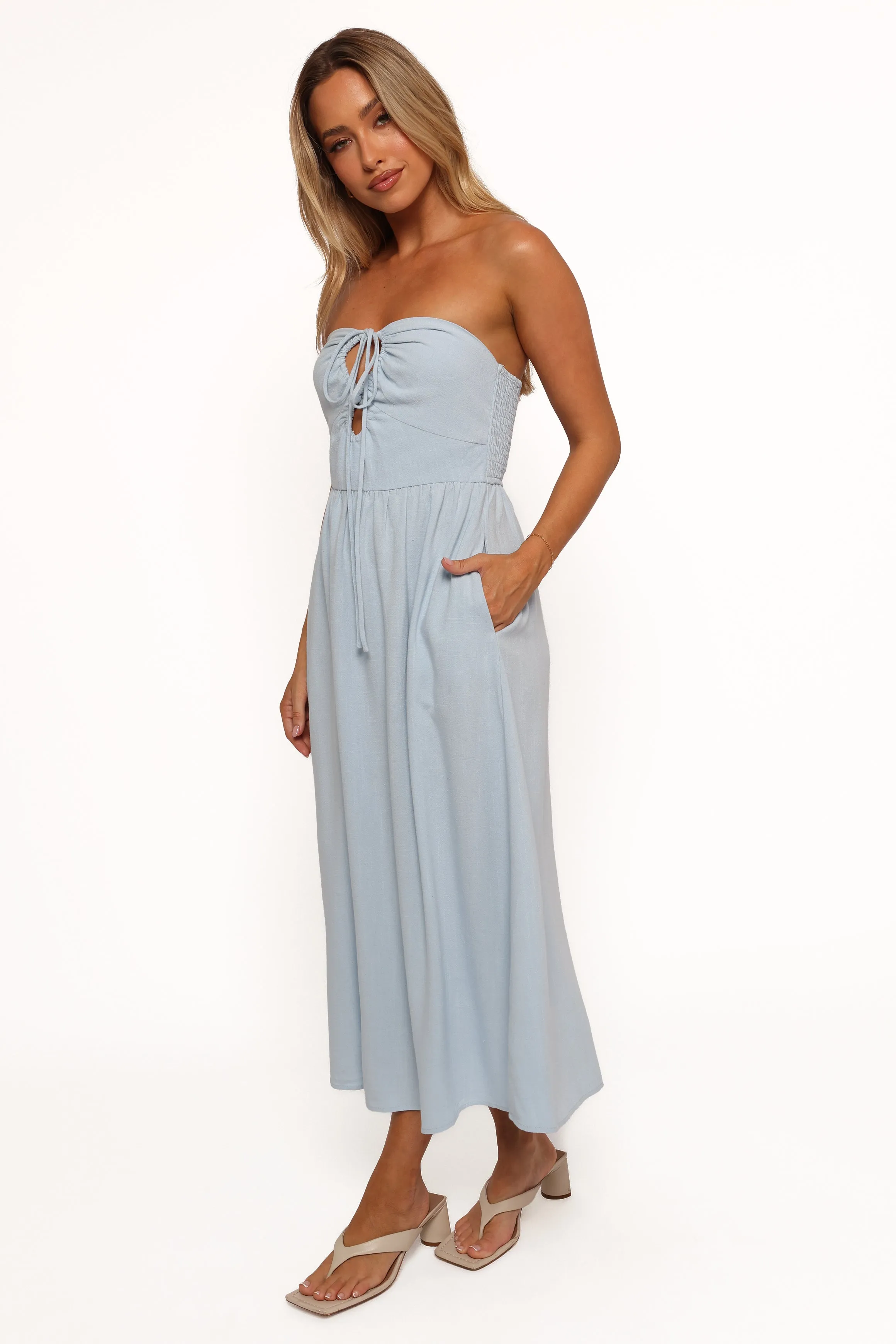 Tanner Midi Dress - Light Blue Cozy Layers
