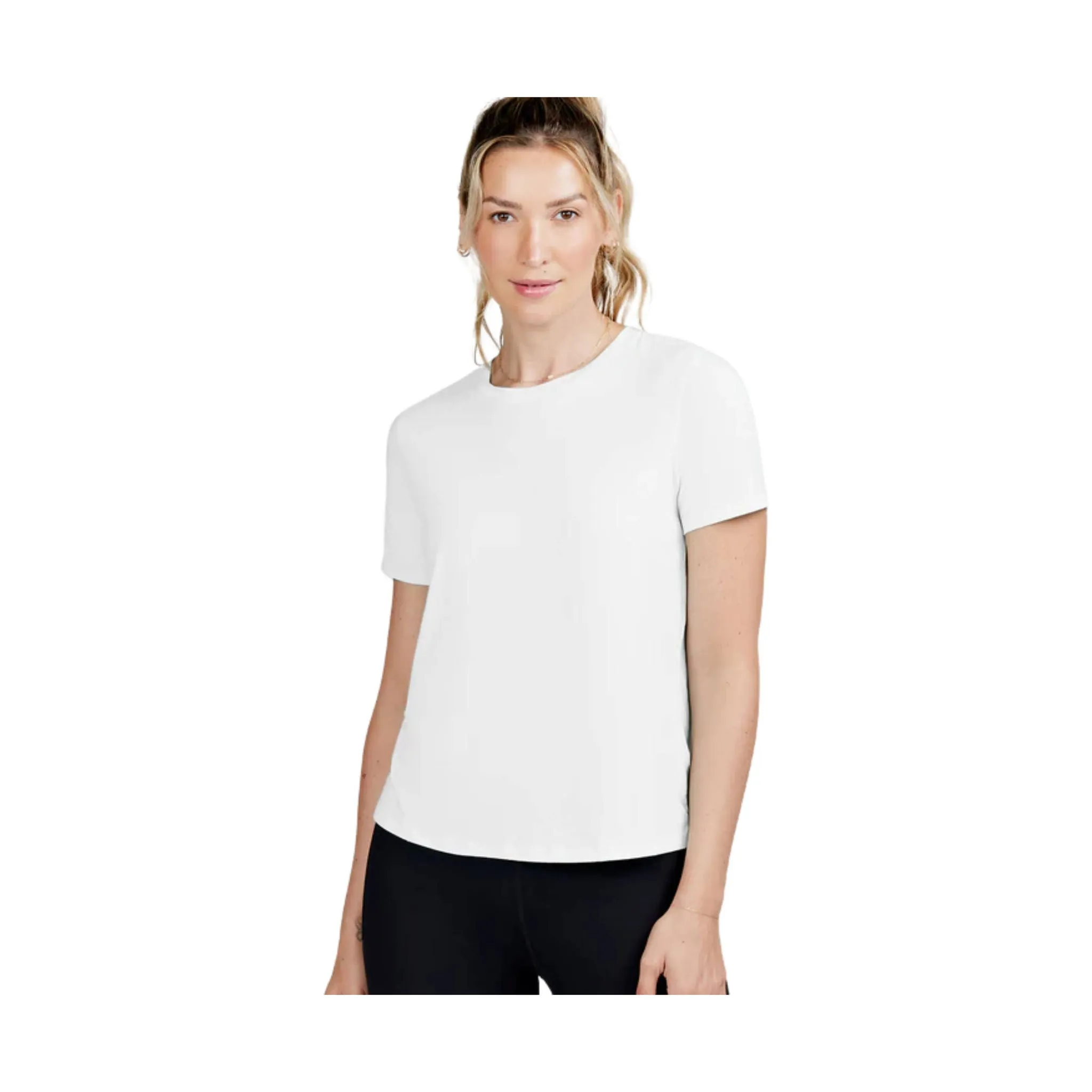 Tasc Women's All Day Short Sleeve T Shirt - White LowMaintenance Fabric