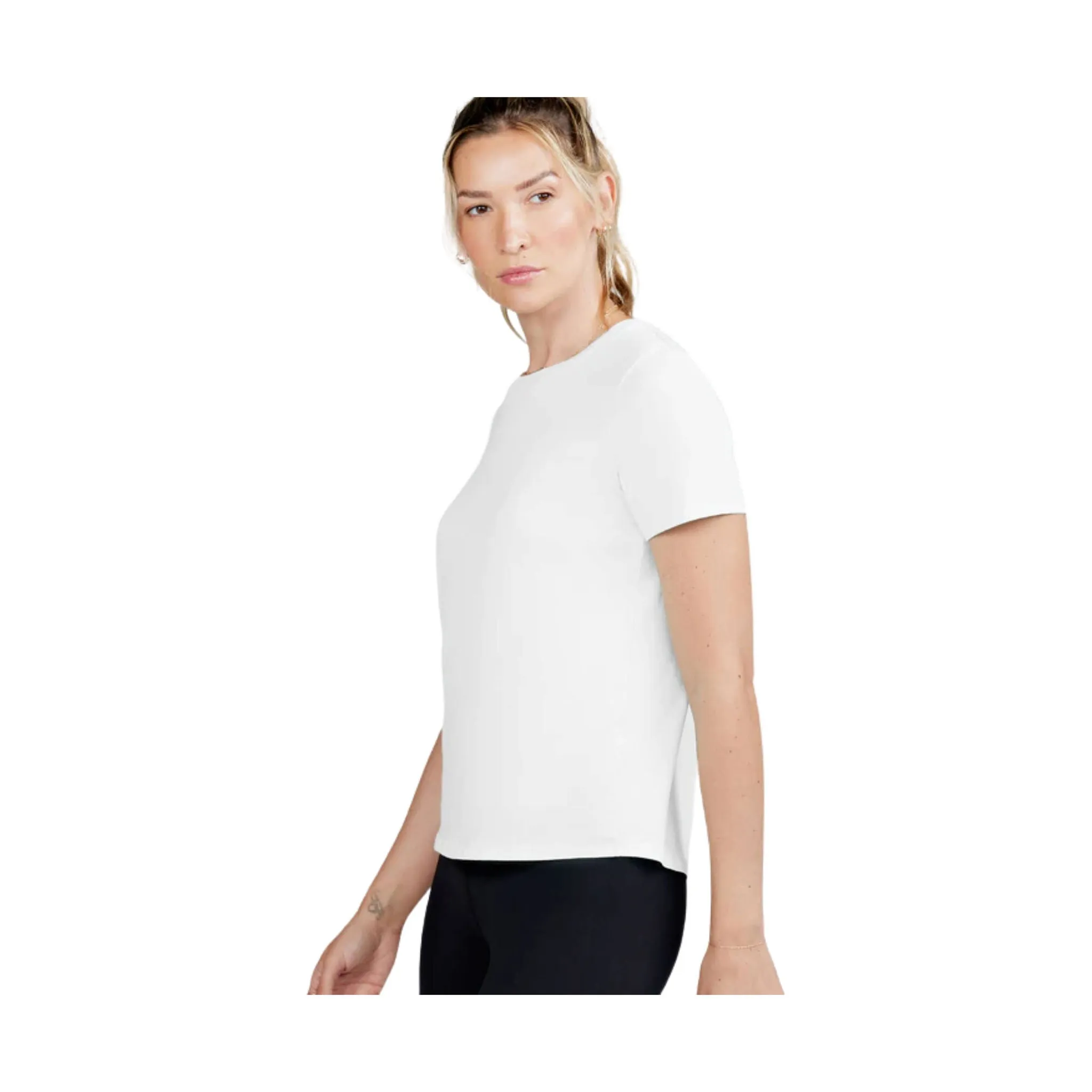 Tasc Women's All Day Short Sleeve T Shirt - White Contemporary Cut