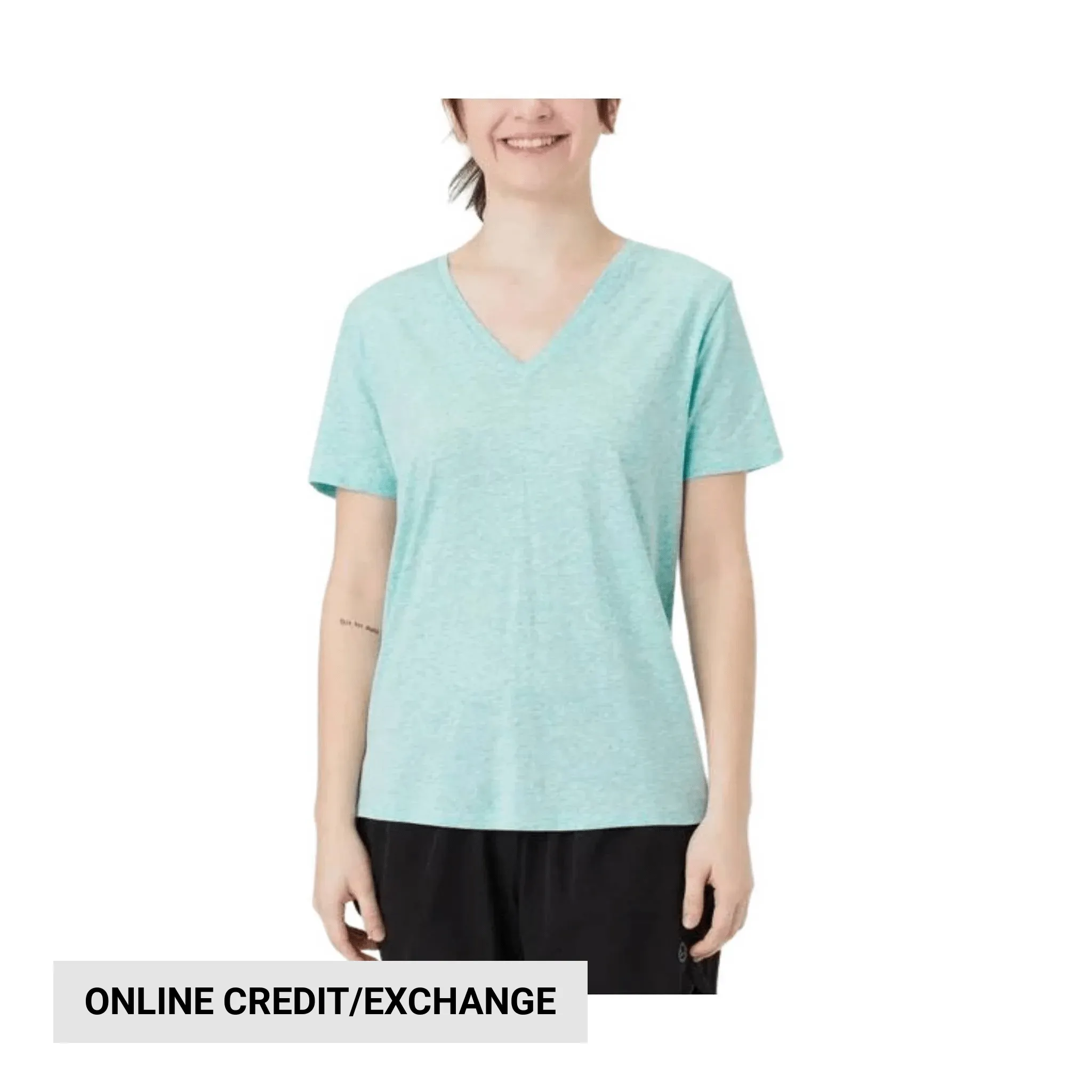 Tasc Women's All Day V-Neck Top - Joyful Blue Heather TexturedSurface MeshPanelIntegration
