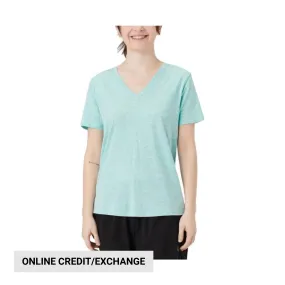 Tasc Women's All Day V-Neck Top - Joyful Blue Heather TexturedSurface MeshPanelIntegration