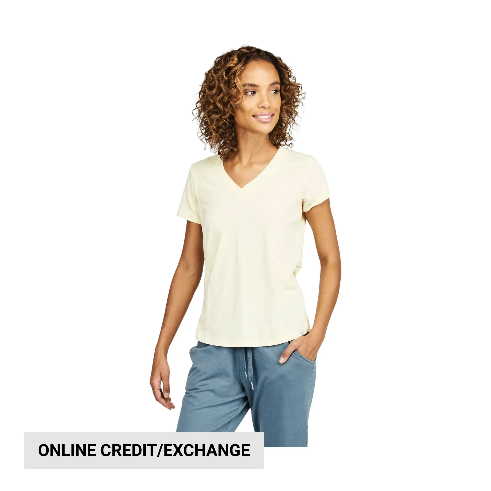 DoubleNeedle Stitching Tasc Women's NOLA V Neck T Shirt - Daisy Yellow