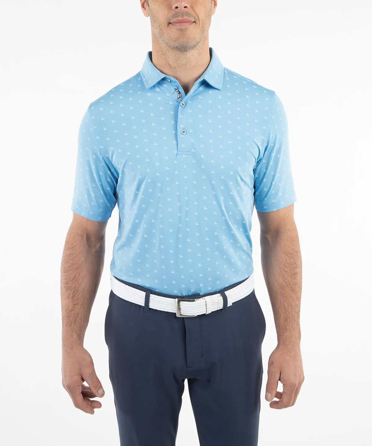 Collared Shirt Fit For Comfort Performance Jersey Golf Cart Print Polo Shirt