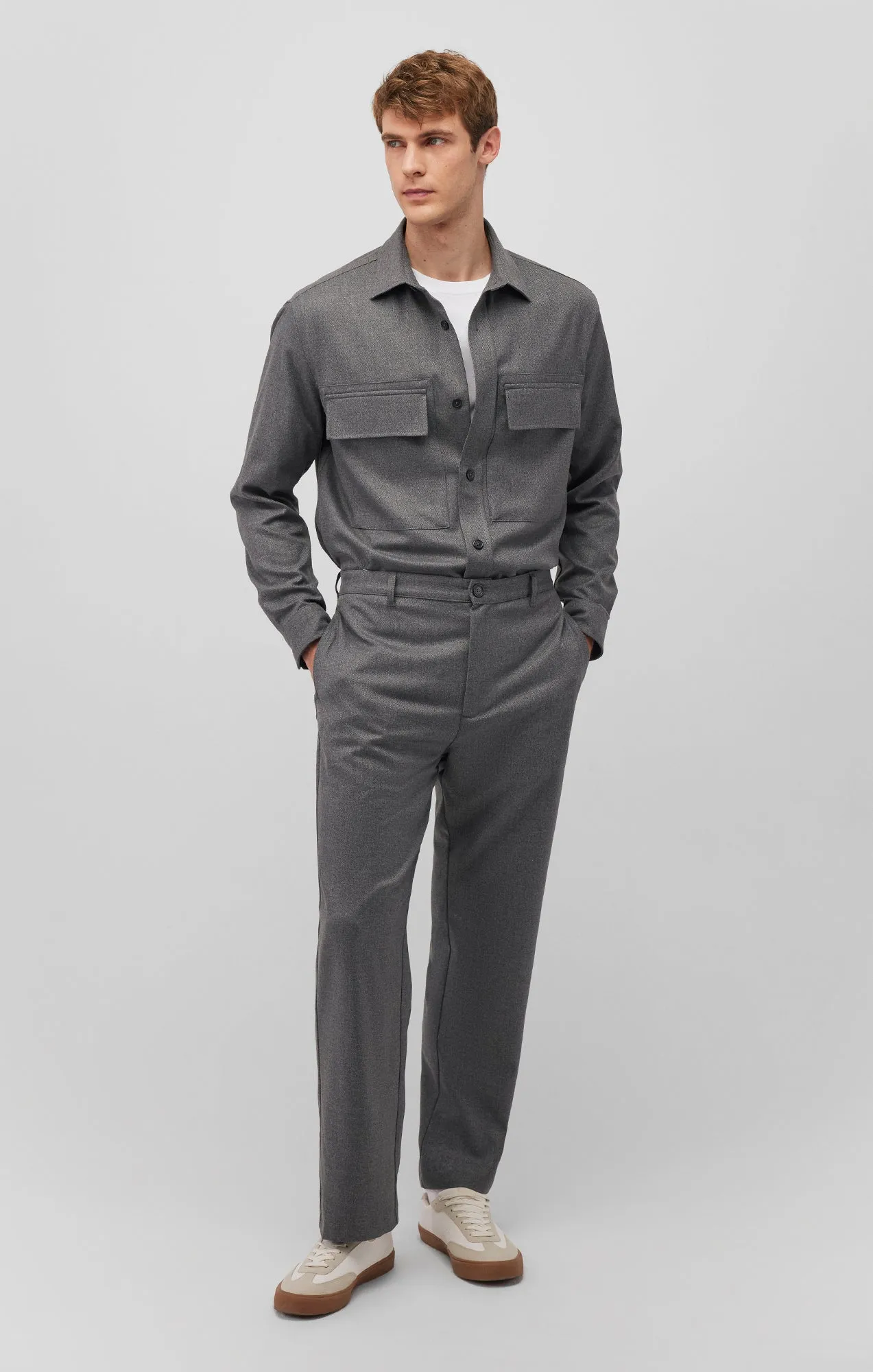 DOUBLE POCKET SHIRT IN DARK GREY MELANGE Flexible Mobility