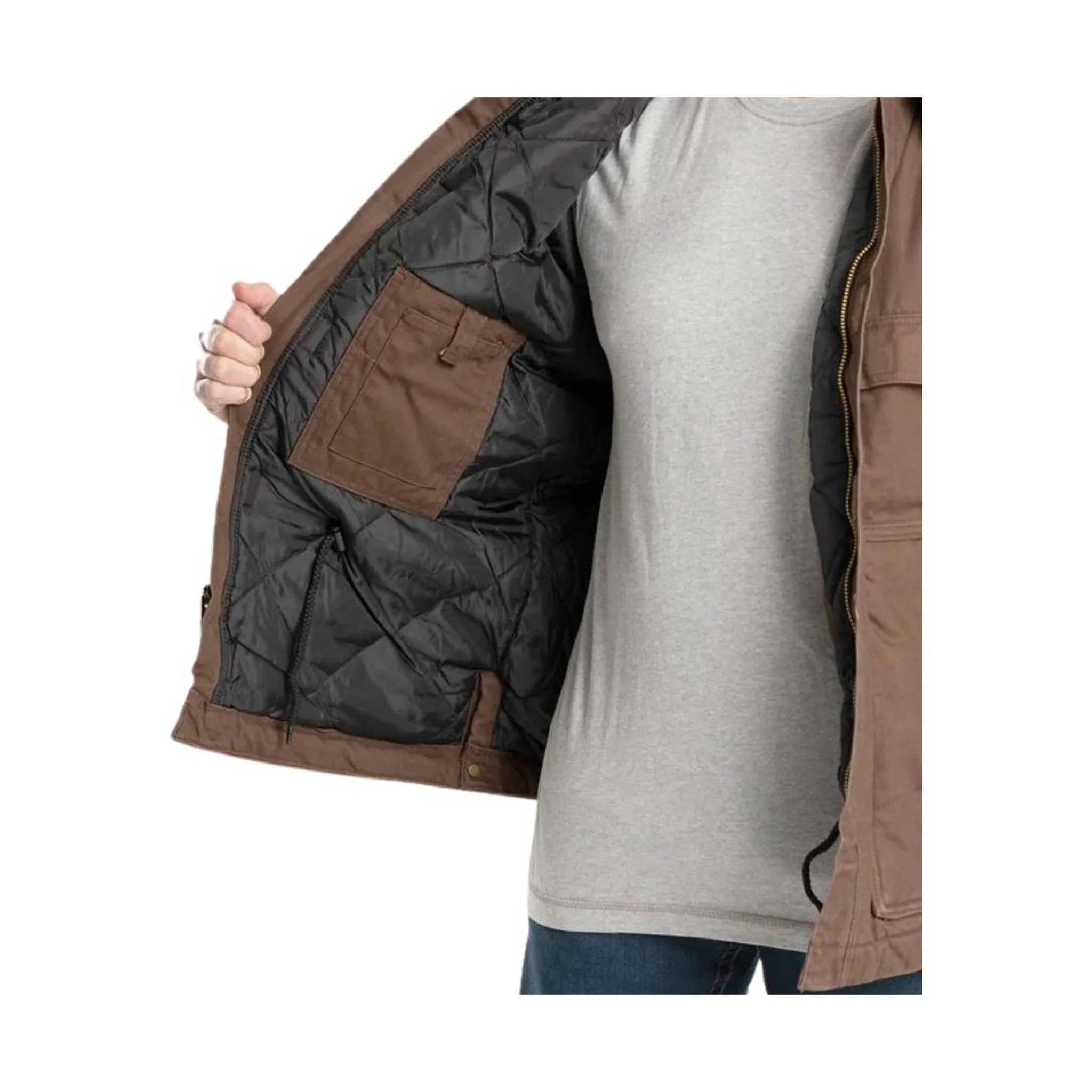 Anti Slip Interior Berne Men's Heartland Chore Coat - Bark