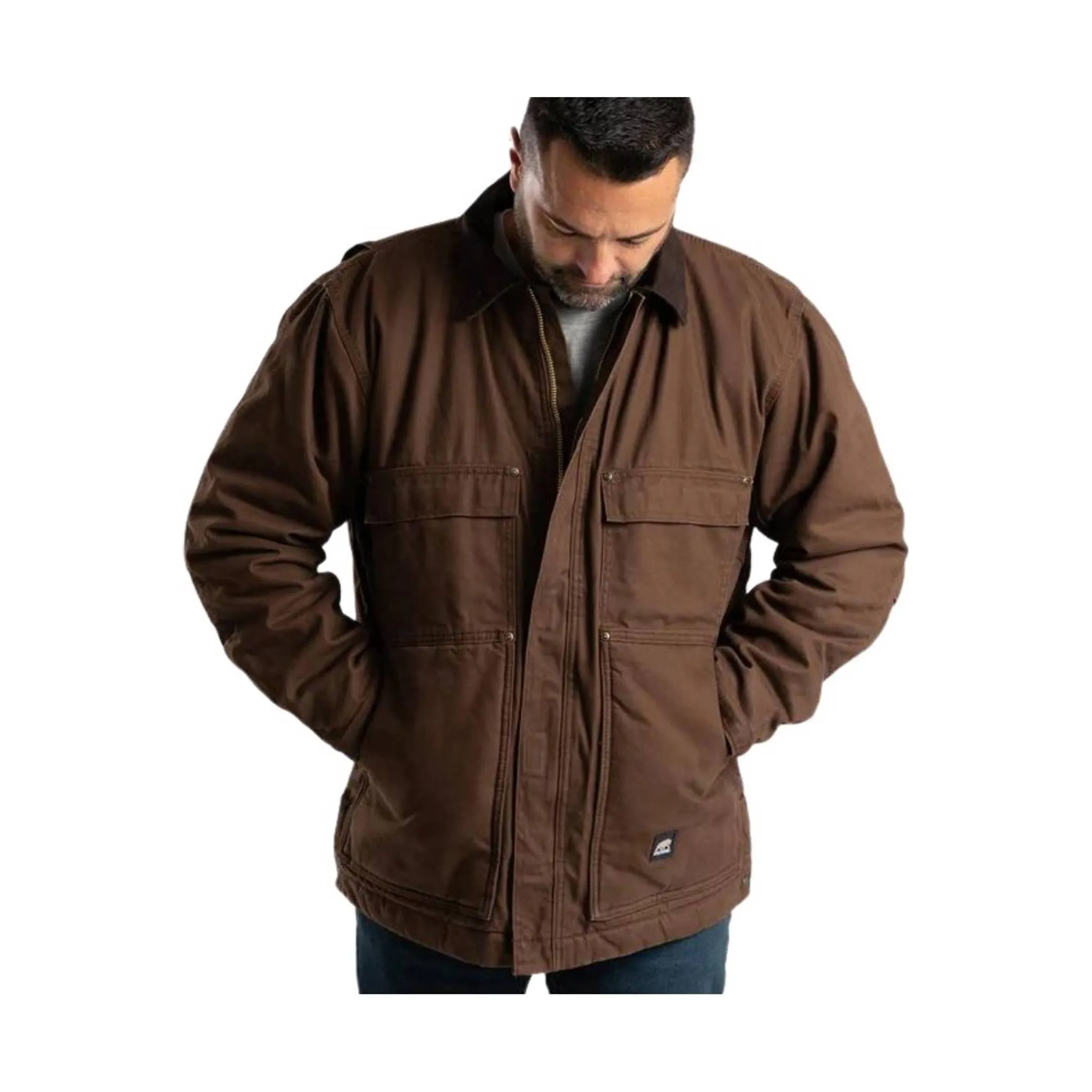 DoubleLayeredCuffs Berne Men's Heartland Chore Coat - Bark