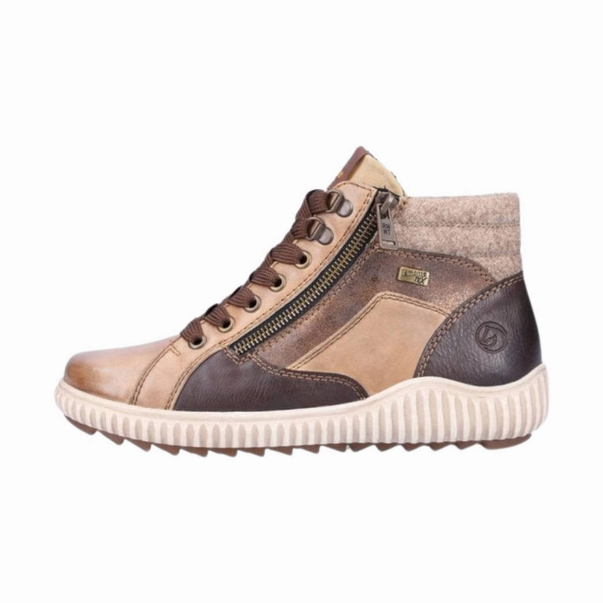 Remonte Women's Zipper Boots - Steppe/Havanna Comfortable Arch