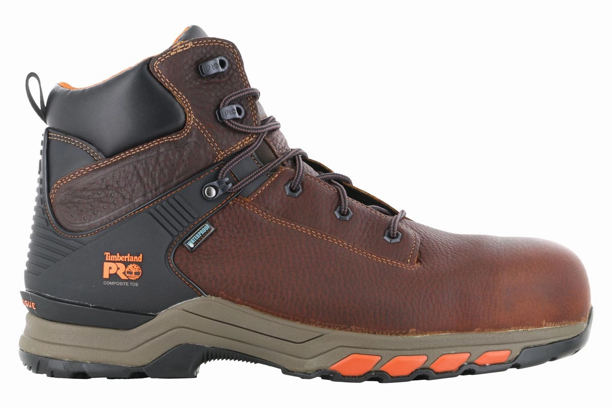 Rugged Built River Crossing Reinforced Form Windy Weather Timberland PRO Hypercharge 6" Composite Toe WP Boot Brown