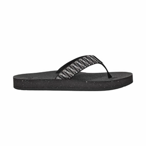 Teva Women's Reflip Flip Flop - Stacks Black/White Easy Adjust Cushioned Straps