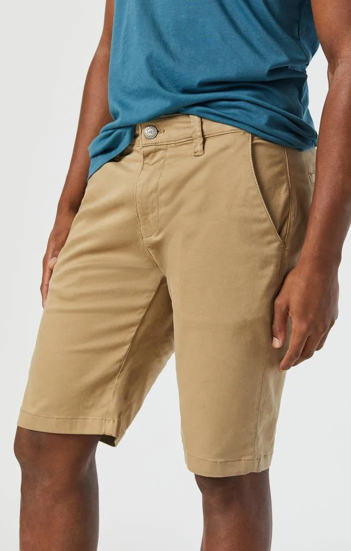 Breathable Material Organic Cotton JACOB SHORTS IN BRITISH KHAKI TWILL