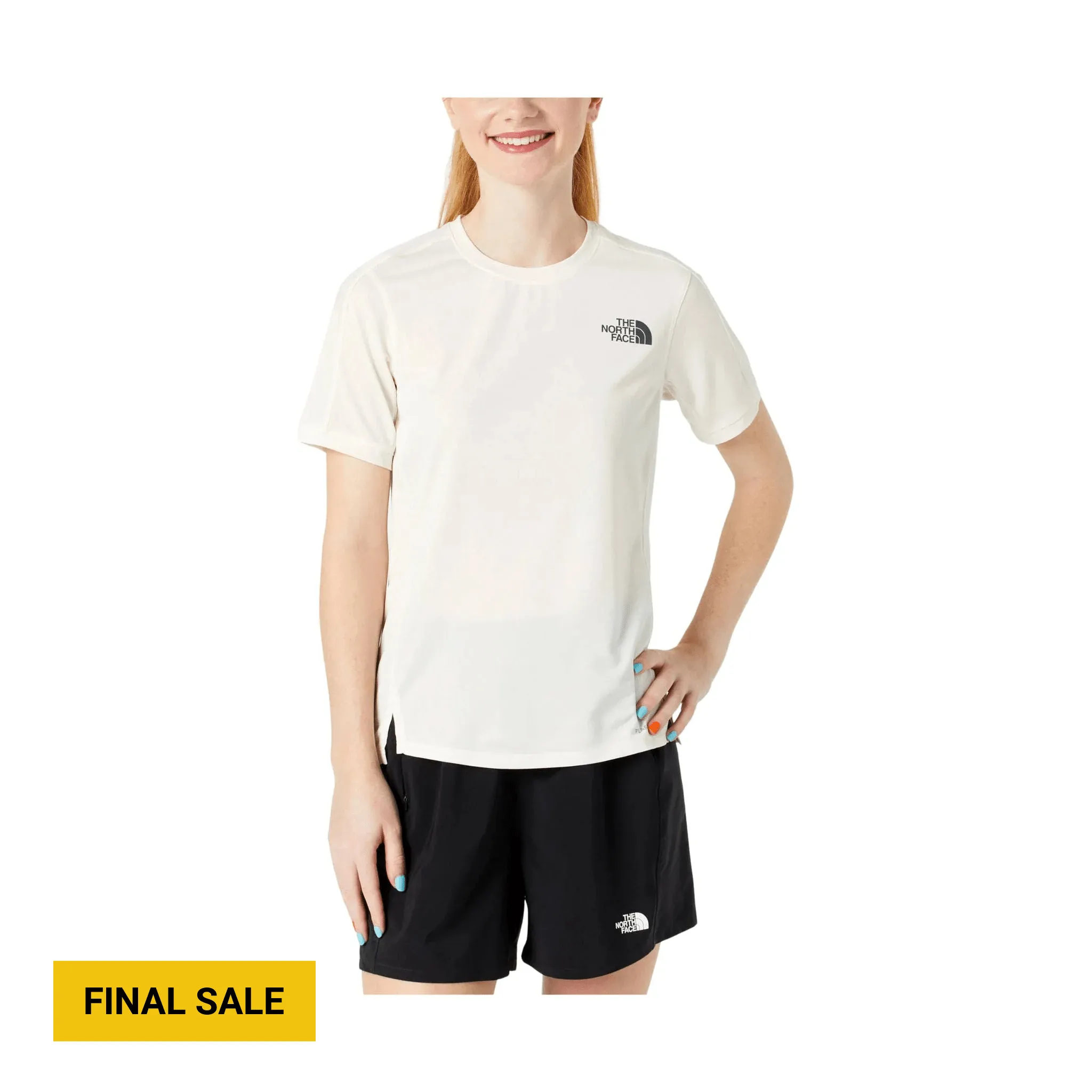 The North Face Women's Sunriser Short Sleeve - White Dune TaglessCollars Weighted Hem Trim