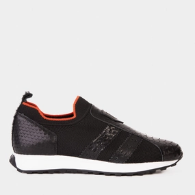 ShockAbsorbingSole Responsive Foam Core The Aslan Black Knitted & Leather Men Sneaker