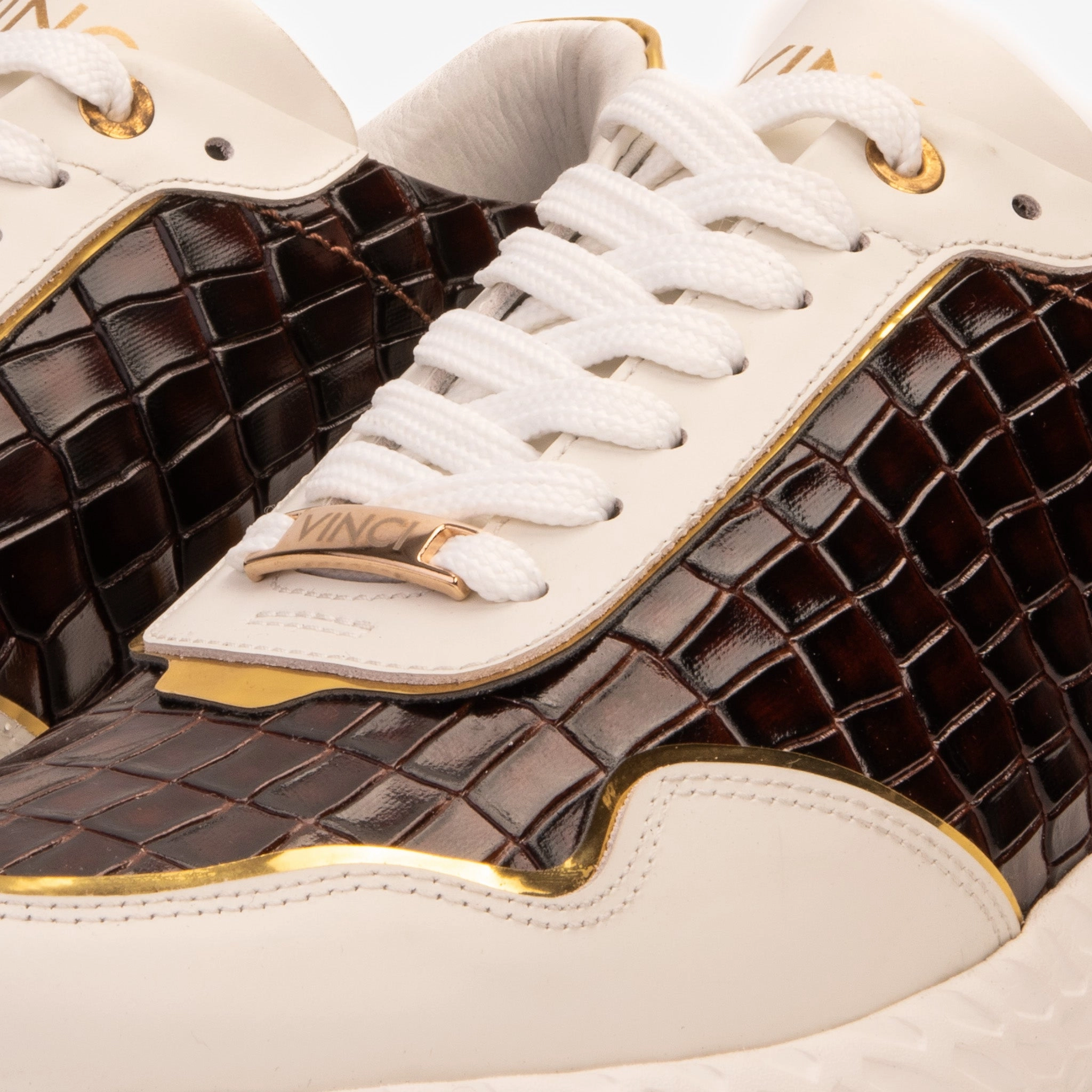 Functional Edge Walking Friendly The Bellagio White & Gold Leather Men Sneaker