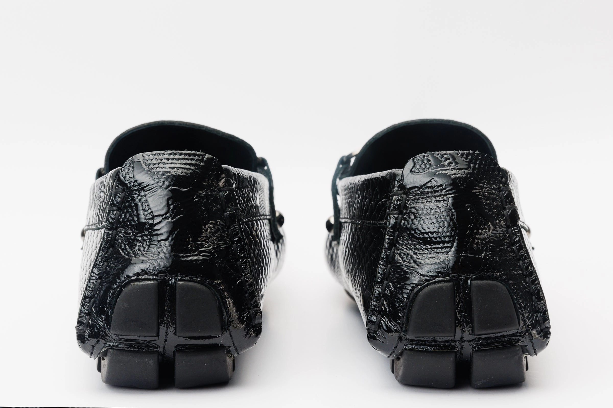 The Bologna Black Leather Bit Drive Loafer Men Shoe Wind Step Elasticized Ankle Support