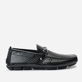 All Seasons Buckle Strap The Bologna Black Leather Bit Drive Loafer Men Shoe