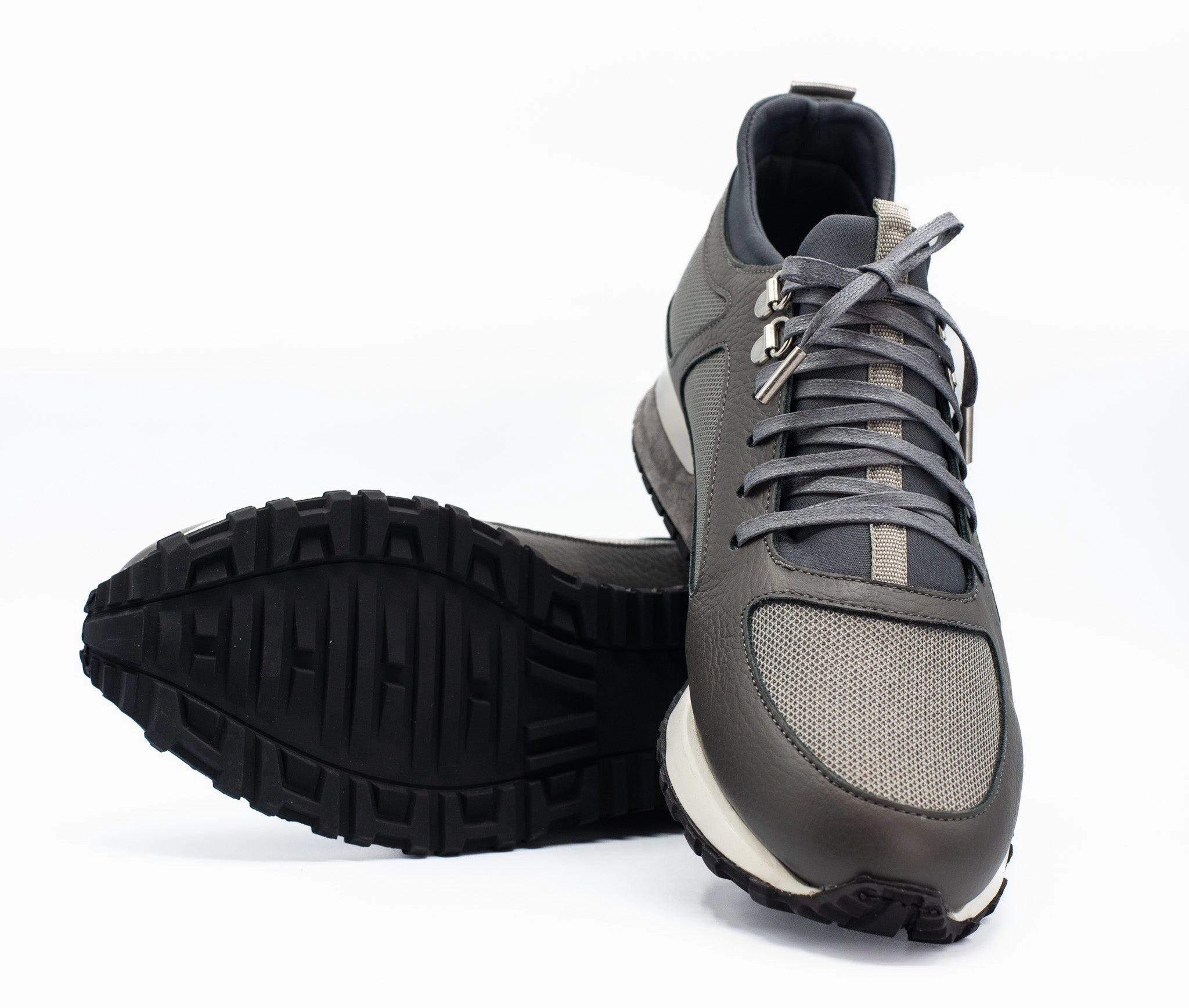 Elevated Design The Dos Rios Grey Leather Men Sneaker Final Sale!