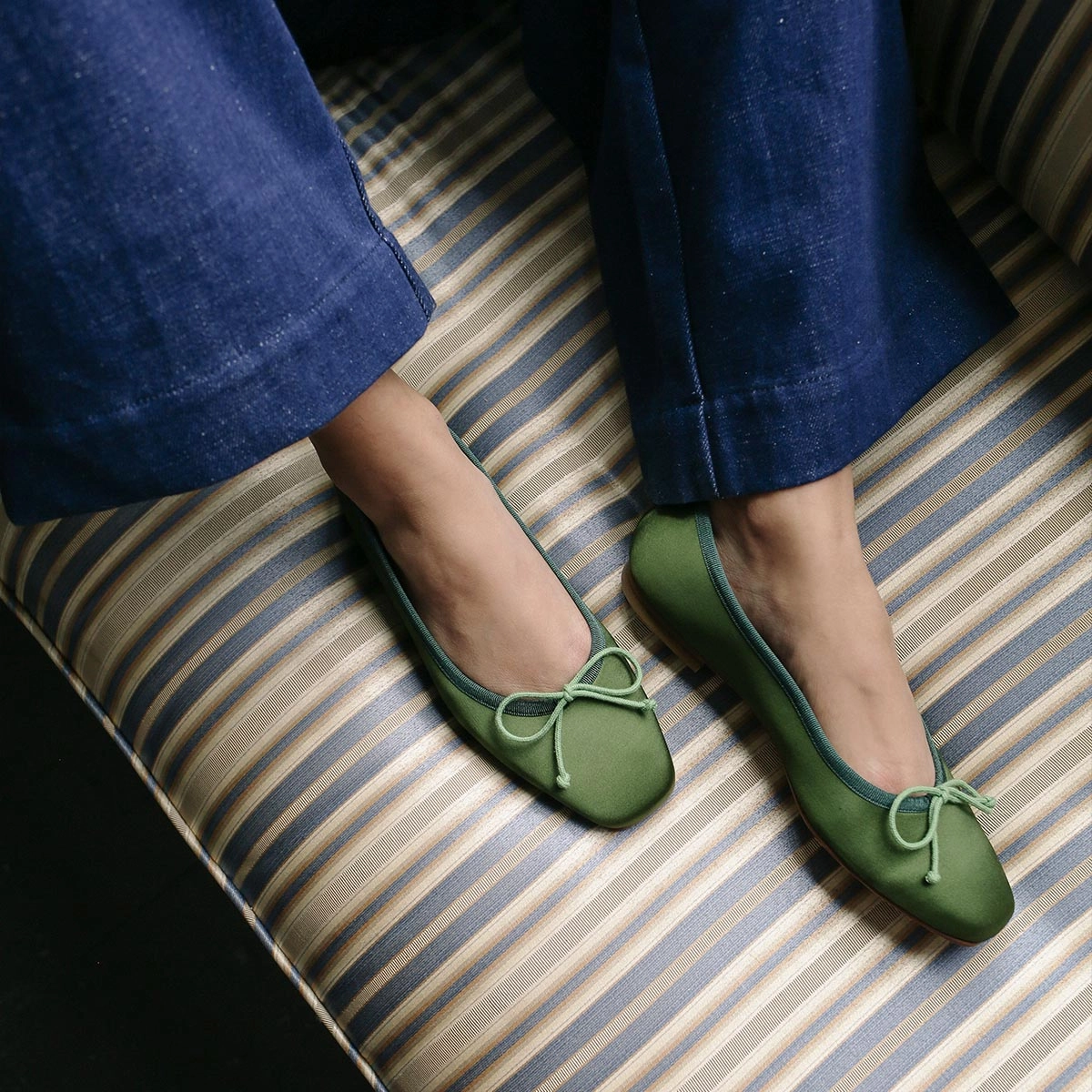 The Fonteyn - Forest Satin Lesson Day Soft Sole Shoes