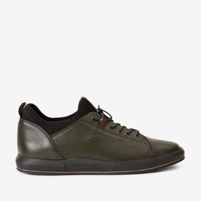 Heel cradle Gym Equipment The Hoxton Green Leather Men Sneaker Final Sale!