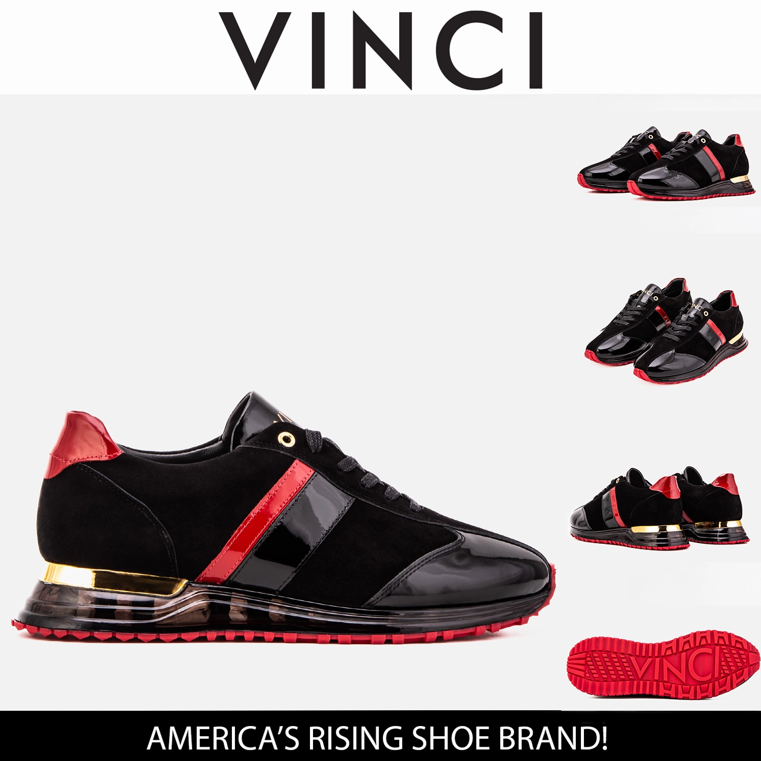 Impact Resistance Neutral Colorway The Inferno Black & Red Leather Men Sneaker