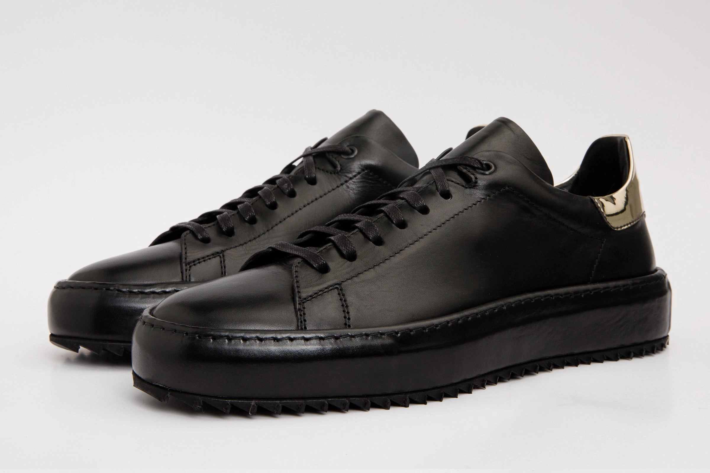 The Noble Black Leather Men Sneaker Soft Material Dual Tone