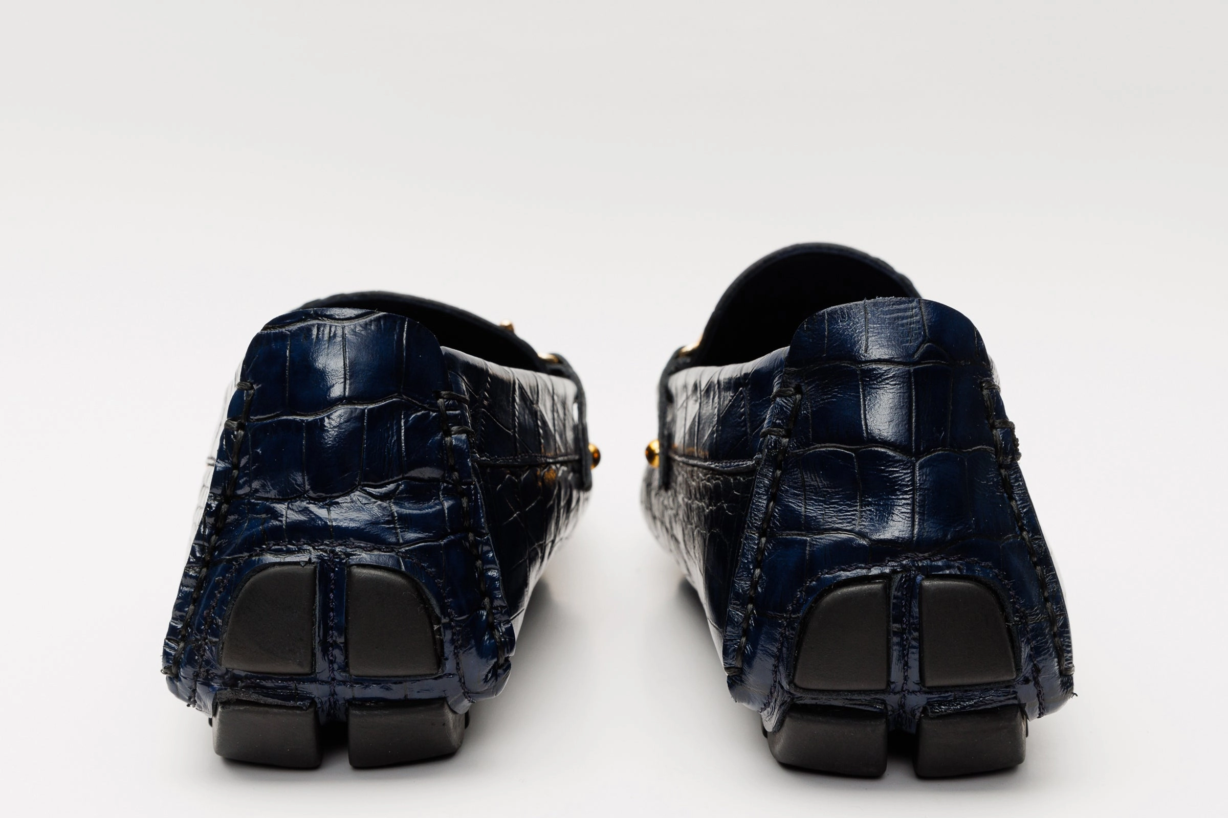 Breathable Vent Holes Sport Casual The Pisa Navy Blue Leather Bit Drive Loafer Men Shoe