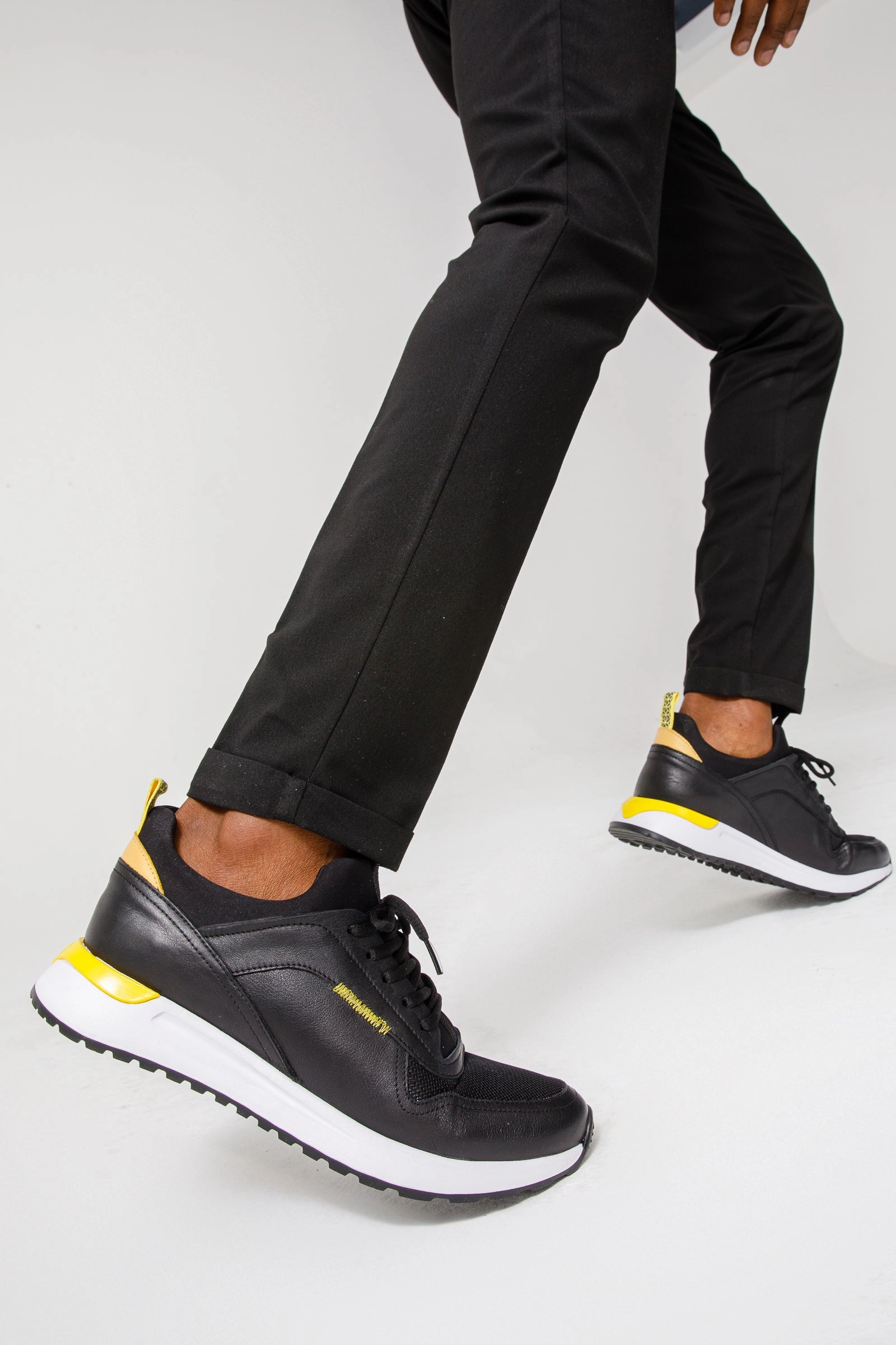 Transit Style The Rakka Black & Yellow Leather Men Sneaker Final Sale!