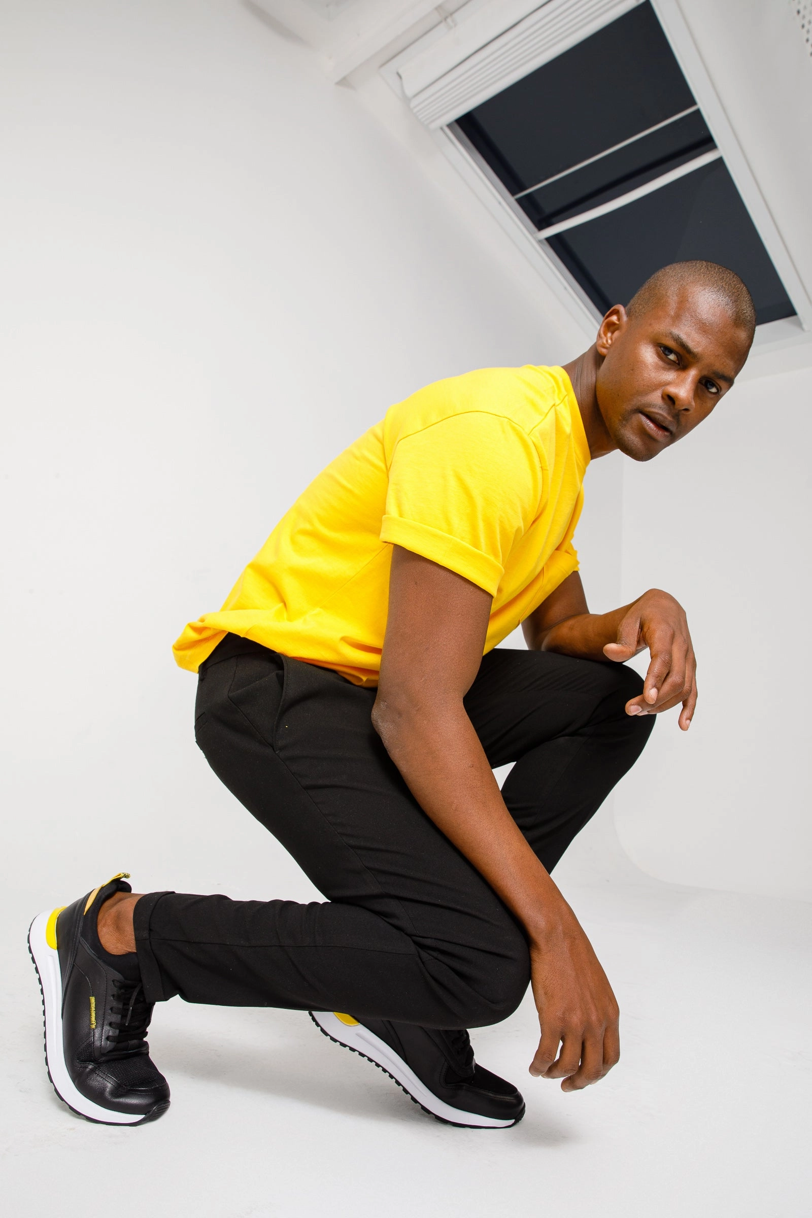 Sneaker Retailers The Rakka Black & Yellow Leather Men Sneaker Final Sale!