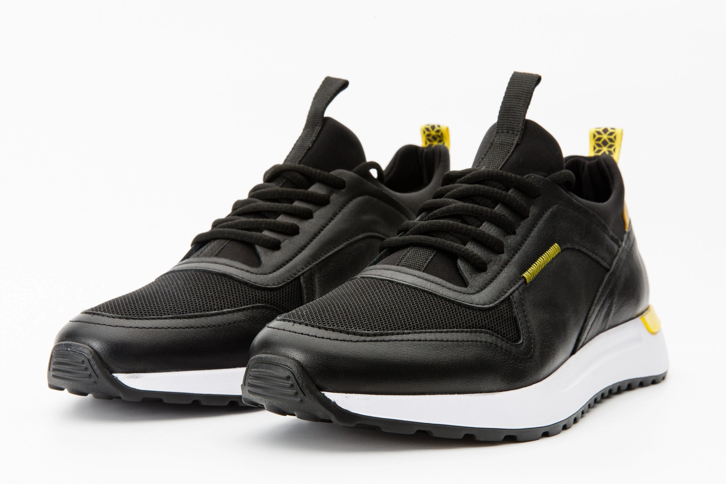 The Rakka Black & Yellow Leather Men Sneaker Final Sale! Step Fit