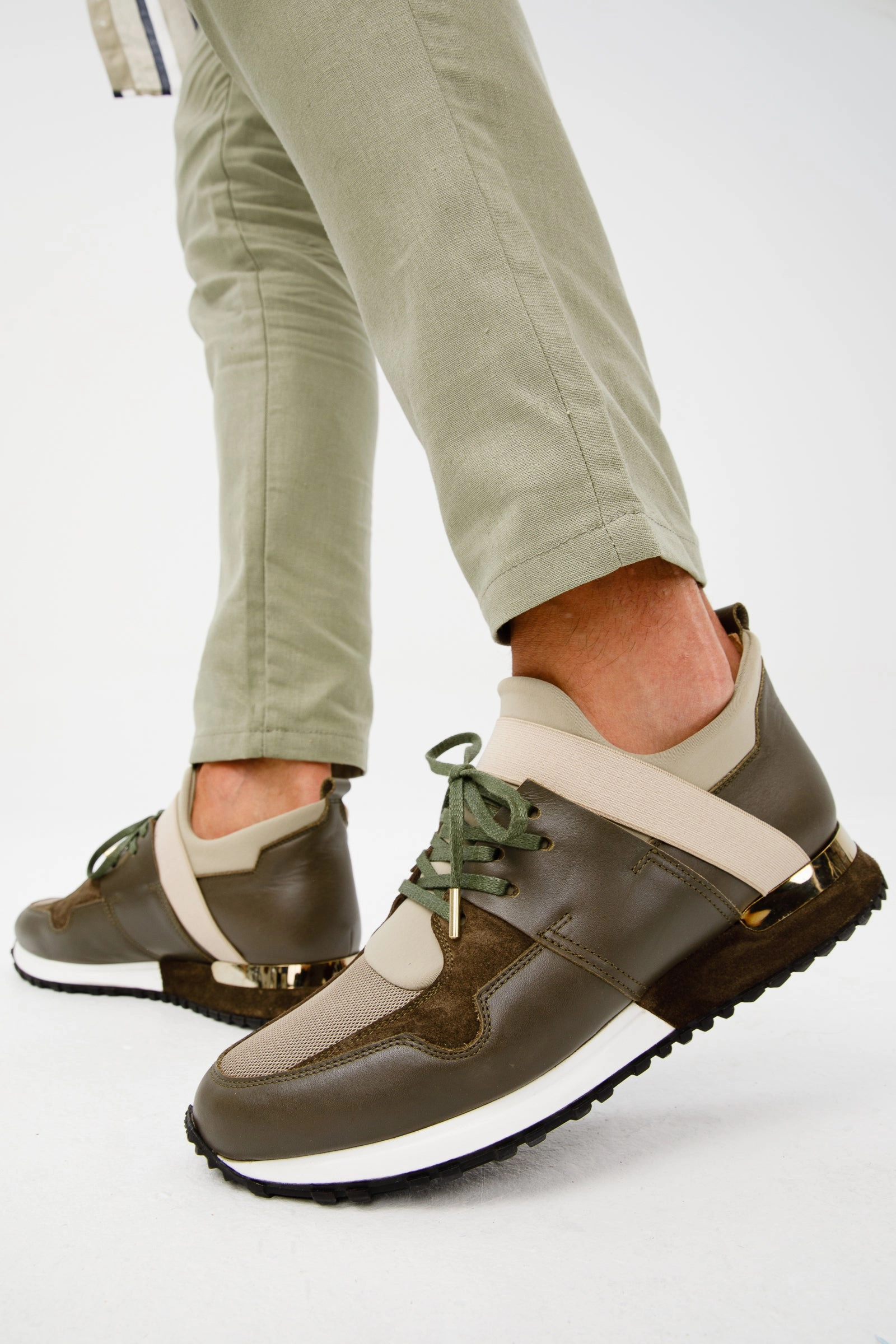 Seam Free Interior Cross Training Optimized The Reno Green Leather Men Sneaker Final Sale!