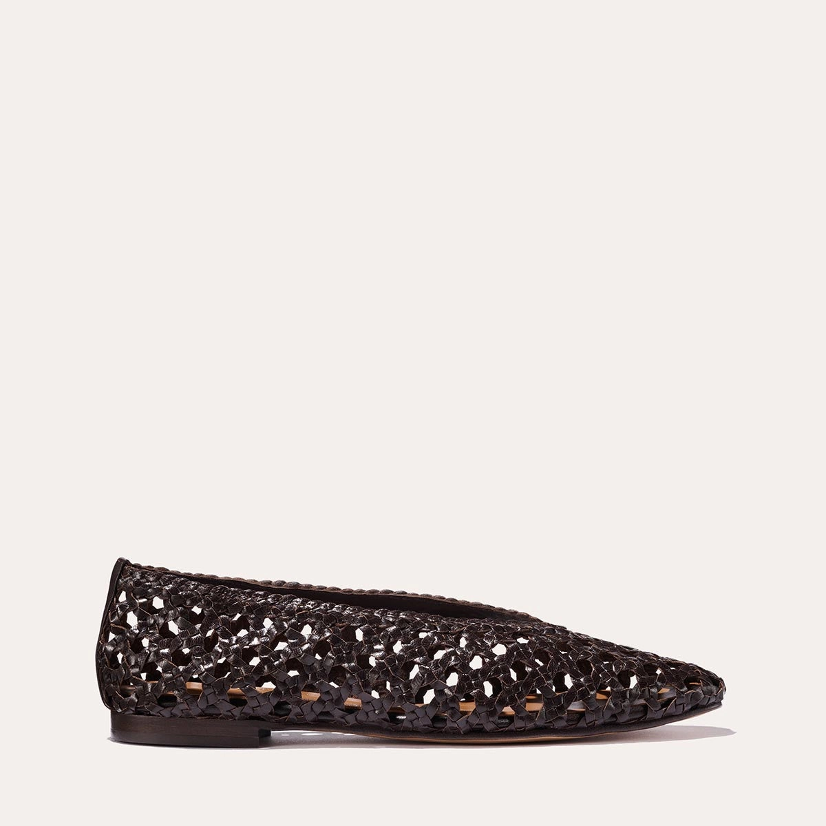 The Woven Paz - Espresso Leather Peep Toe