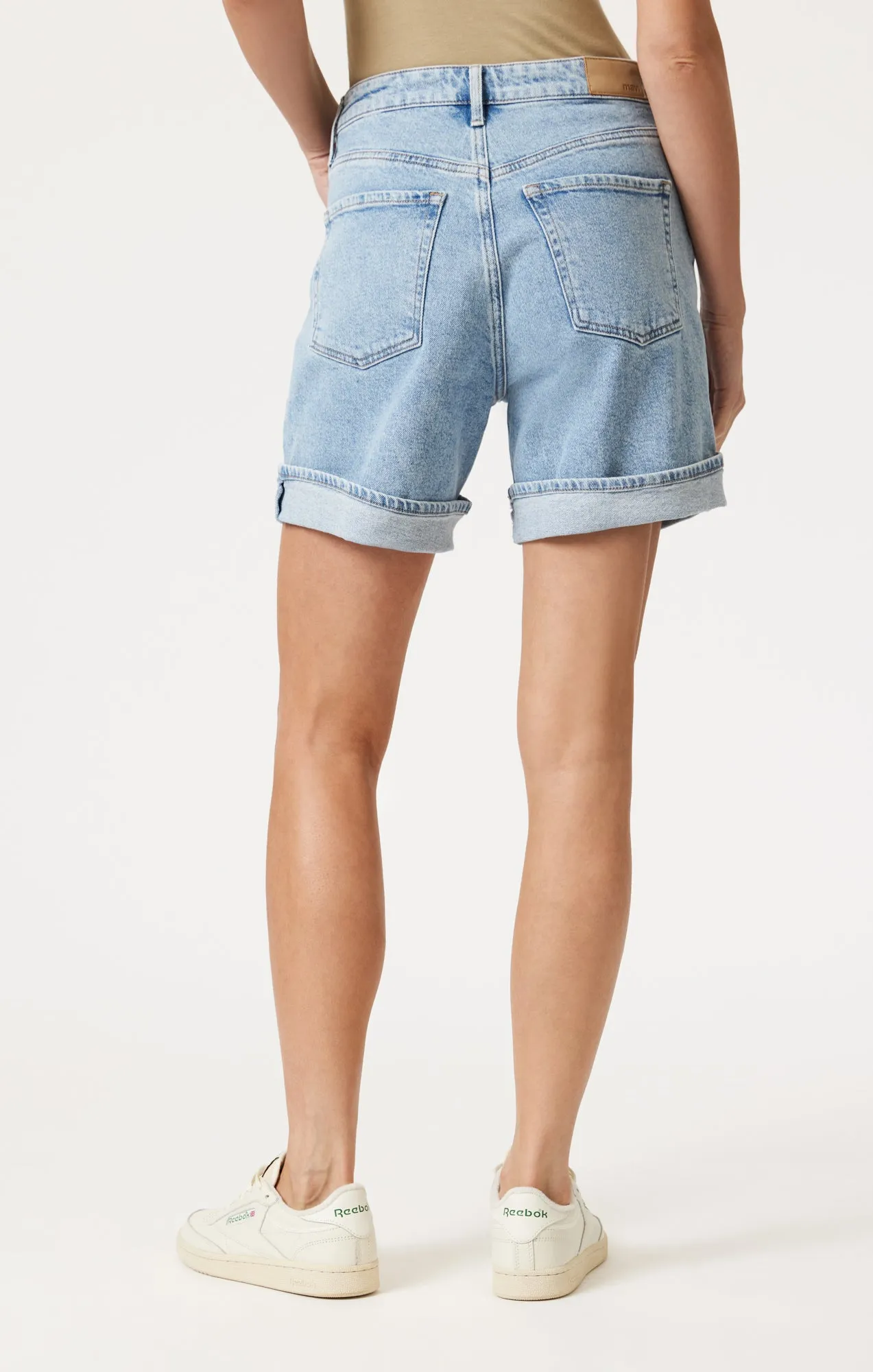 Anti Slip Waistband HEIDI CUFFED SHORTS IN LIGHT BLUE 90's