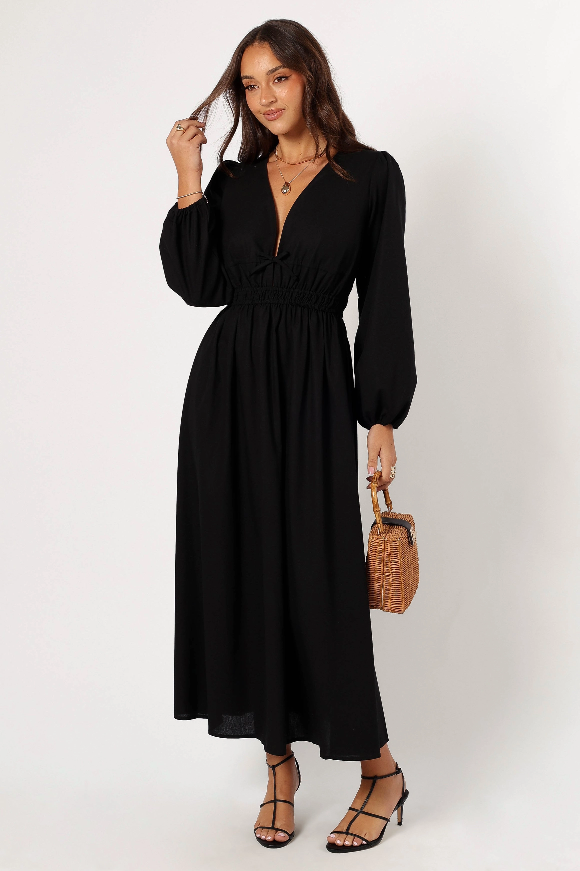 Family Vibe Cece Long Sleeve Maxi Dress - Black