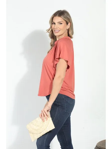 Timeless Wear SPLIT NECK SS TOP comfortable top Simple Fashion
