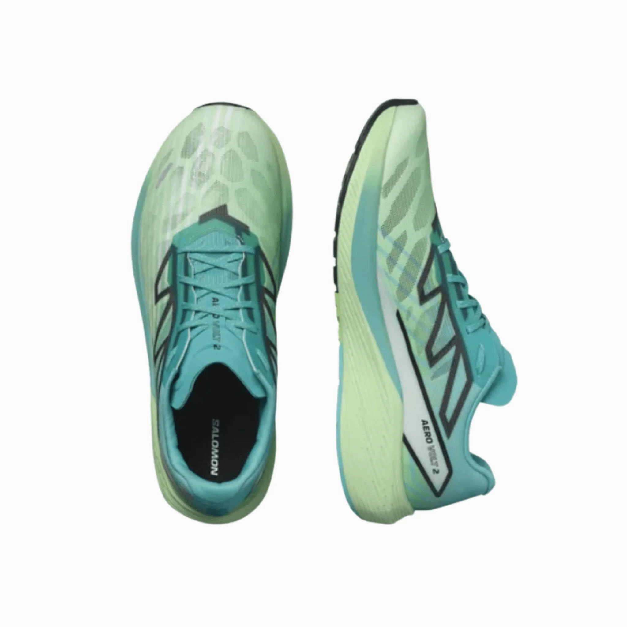 Temperature Regulating Lining Salomon Men's Aero Volt 2 Road Running Shoes - Peacock Blue/Spring Bouquet/Green Ash