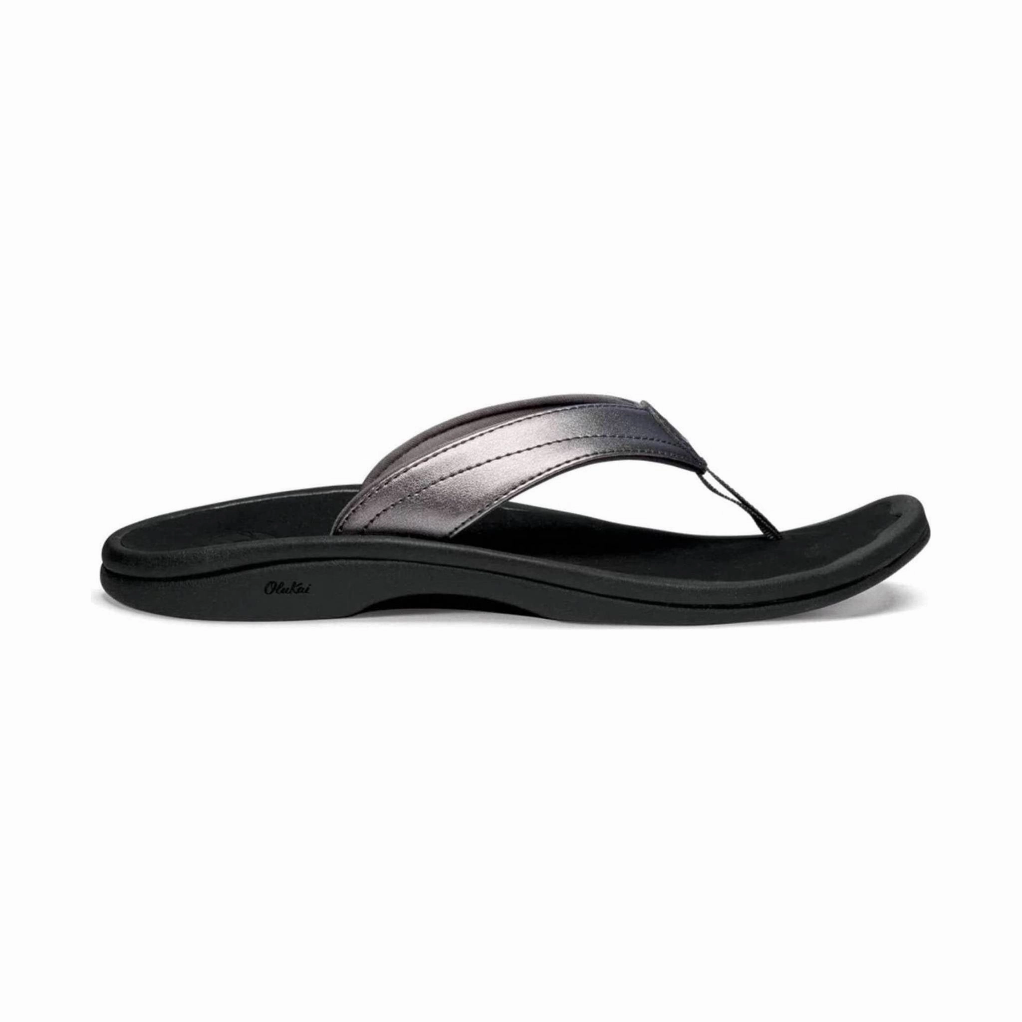 OluKai Women's Ohana Sandals - Pewter Black Lifted Feel