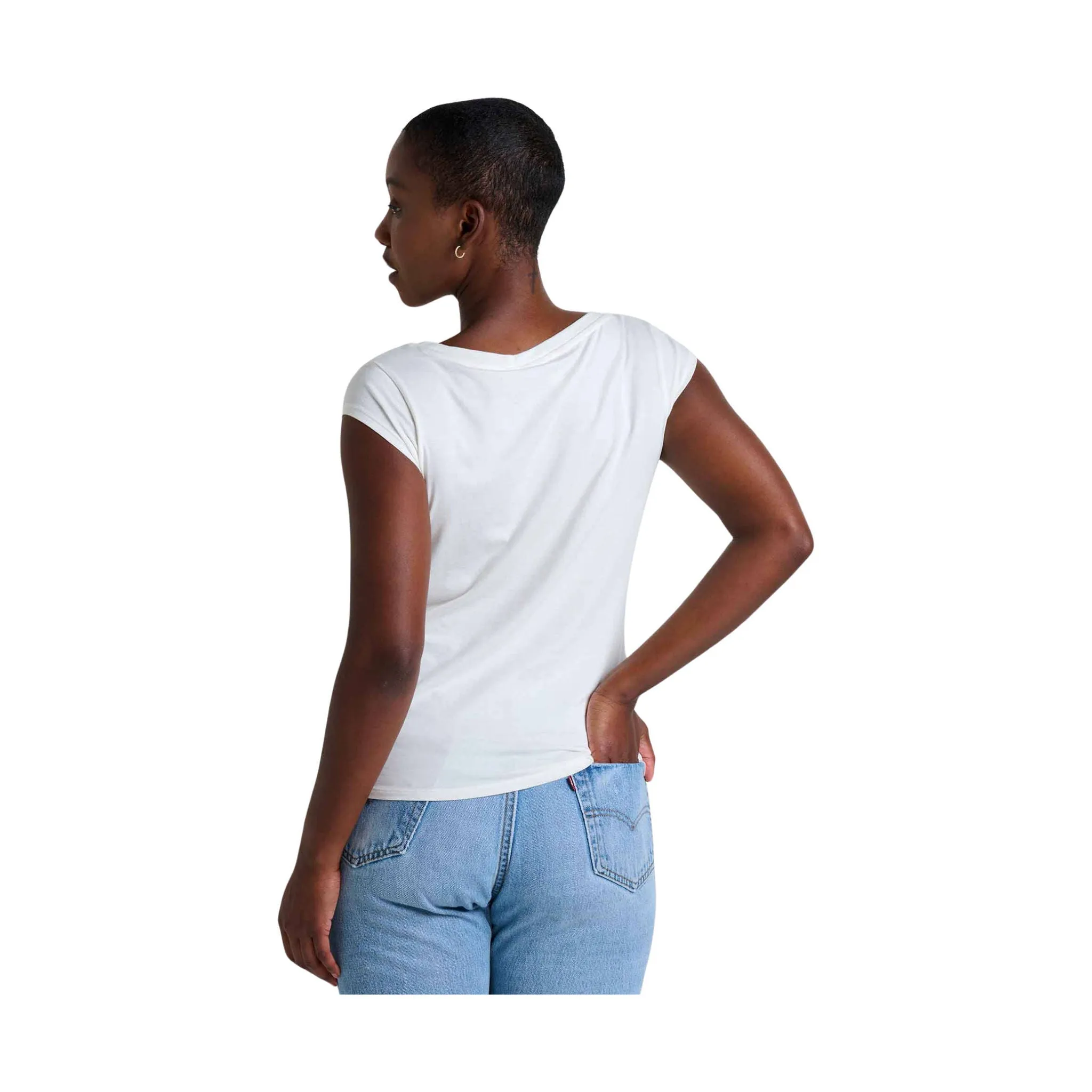 ReflectiveDetails Recycled Polyester Fabric Toad & Co Women's Anza Short Sleeve Shirt - Egret