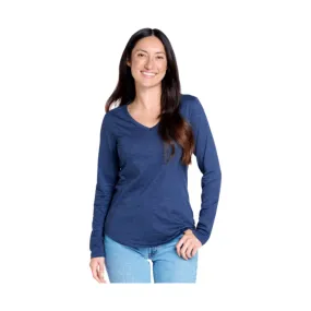 Toad & Co Women's Marley Long Sleeve V Neck Tee - True Navy Laser Cut Edges Long Sleeve Tee