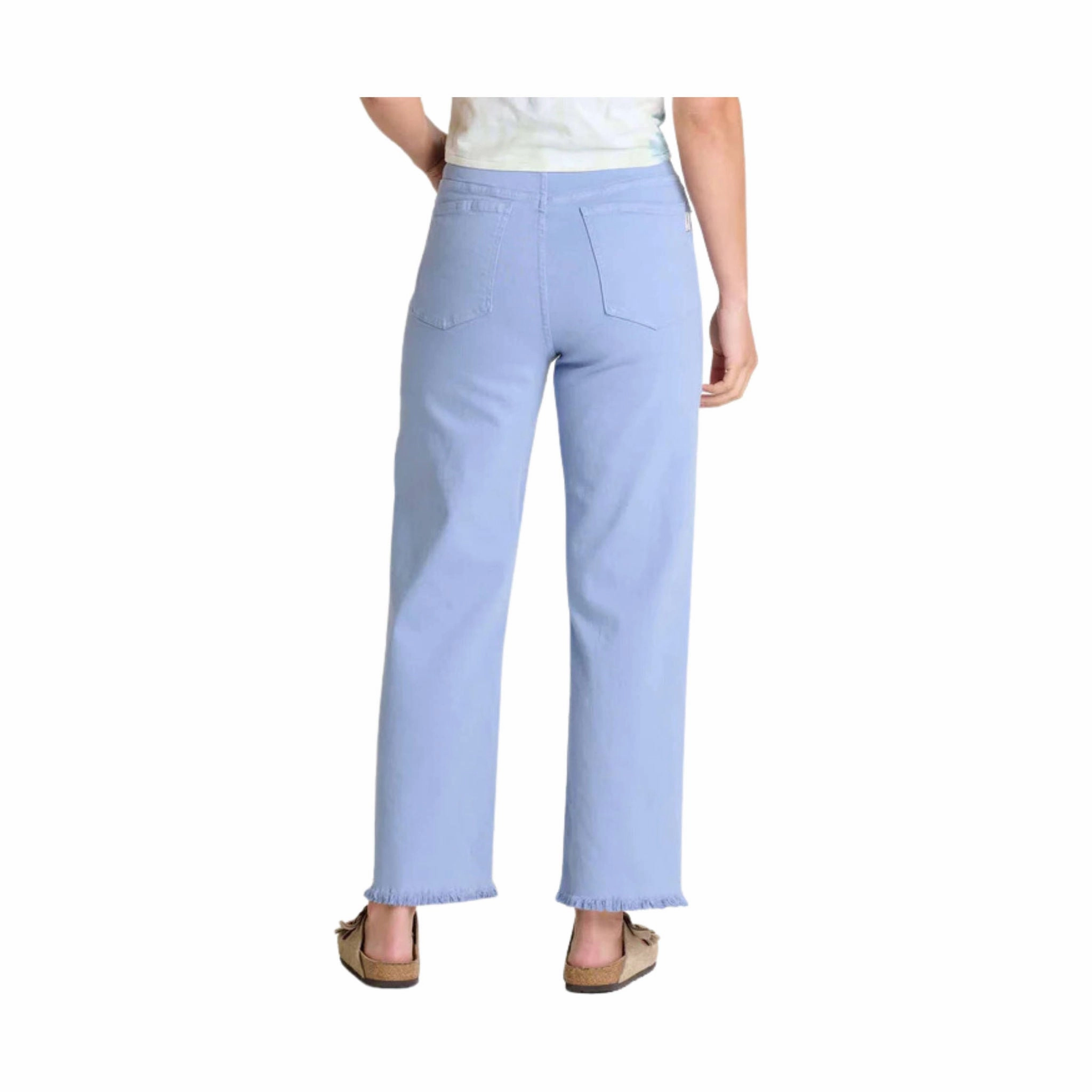 Toad & Co Women's Balsam Seeded Cutoff Pant - Weathered Blue Abrasion Resistant Panels Elastic Cuff
